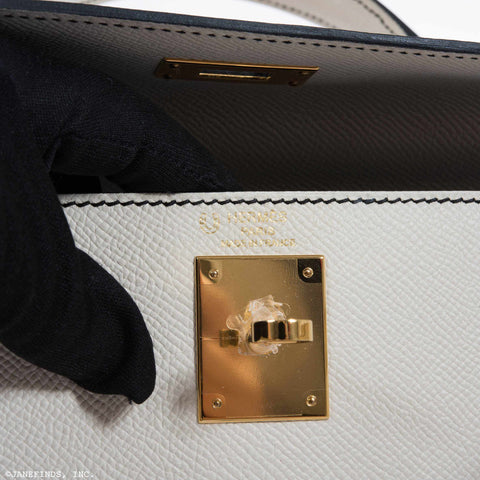 Hermès Kelly 28 Sellier HSS Craie And Black Epsom Gold Hardware