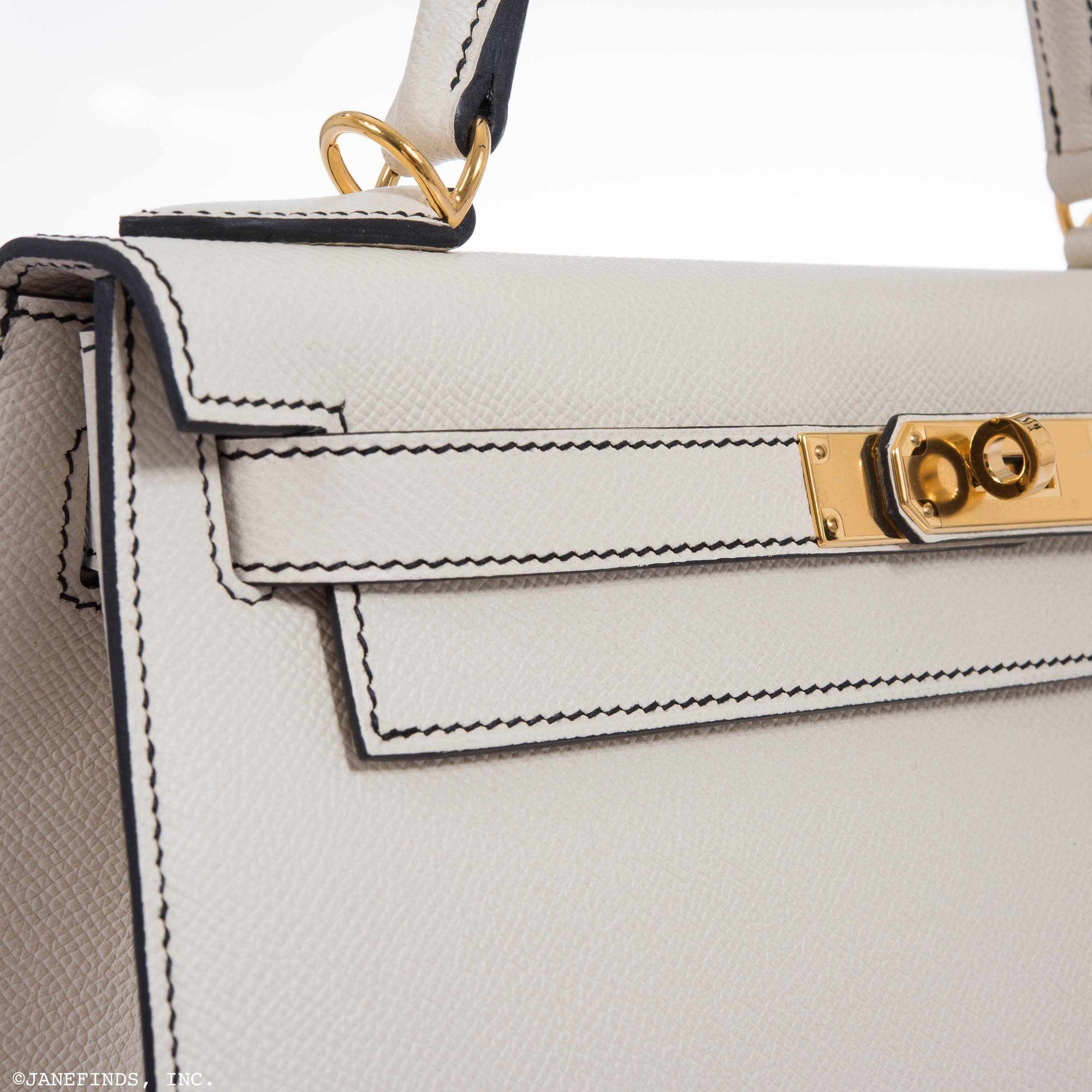 Hermès Kelly 28 Sellier HSS Craie/Noir Epsom Gold Hardware