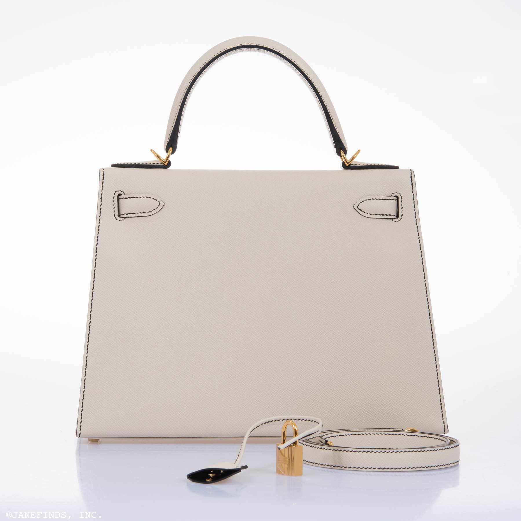 Hermès Kelly 28 Sellier HSS Craie/Noir Epsom Gold Hardware