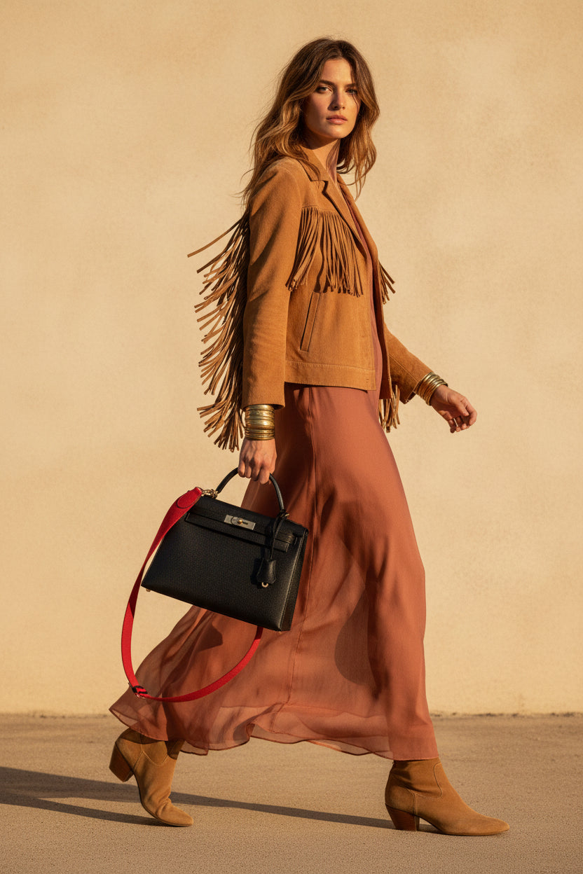 Hermès Kelly 28 Sellier HSS Noir Vermillon Epsom Rose Gold Hardware