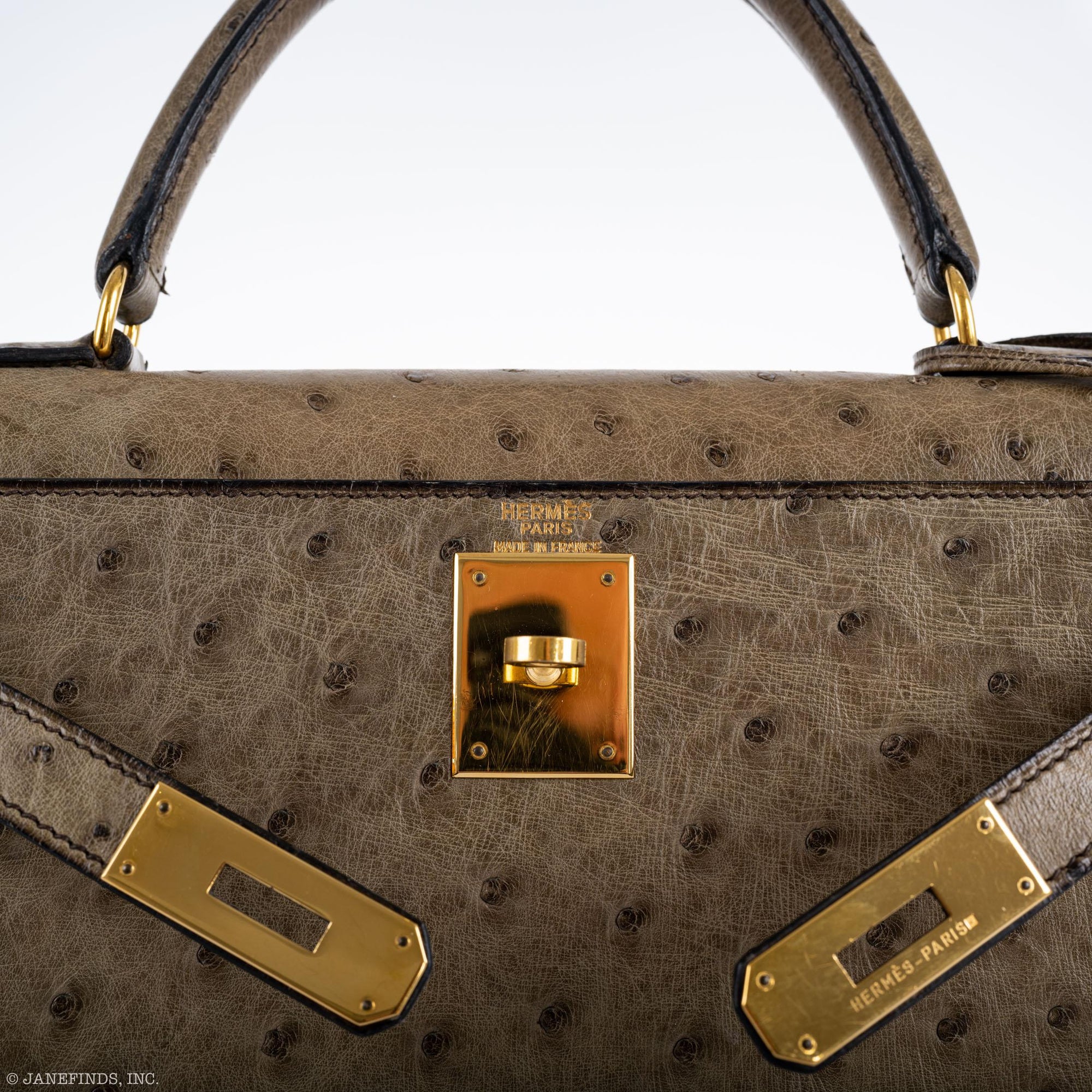 Hermès Kelly 28 Sellier Mousse Ostrich Gold Hardware - Circle W