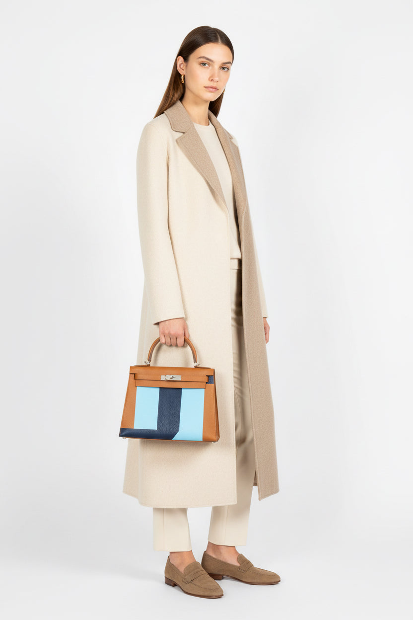 Hermès Kelly 28 Sellier Resort Gold/Bleu Celeste/Bleu Indigo Epsom/Mysore/Clemence Palladium Hardware