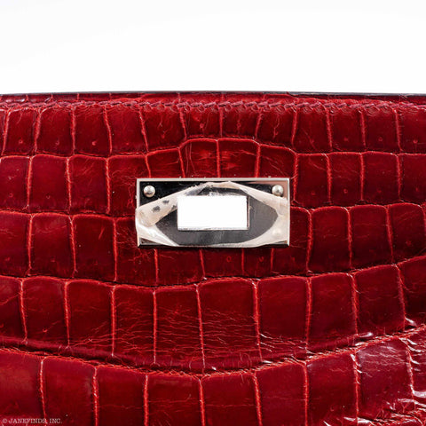 Hermès Kelly 28 Sellier Rouge H Niloticus Crocodile Palladium Hardware