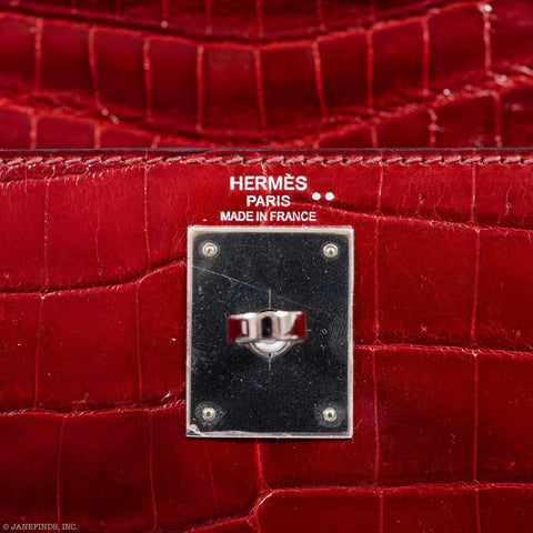 Hermès Kelly 28 Sellier Rouge H Niloticus Crocodile Palladium Hardware