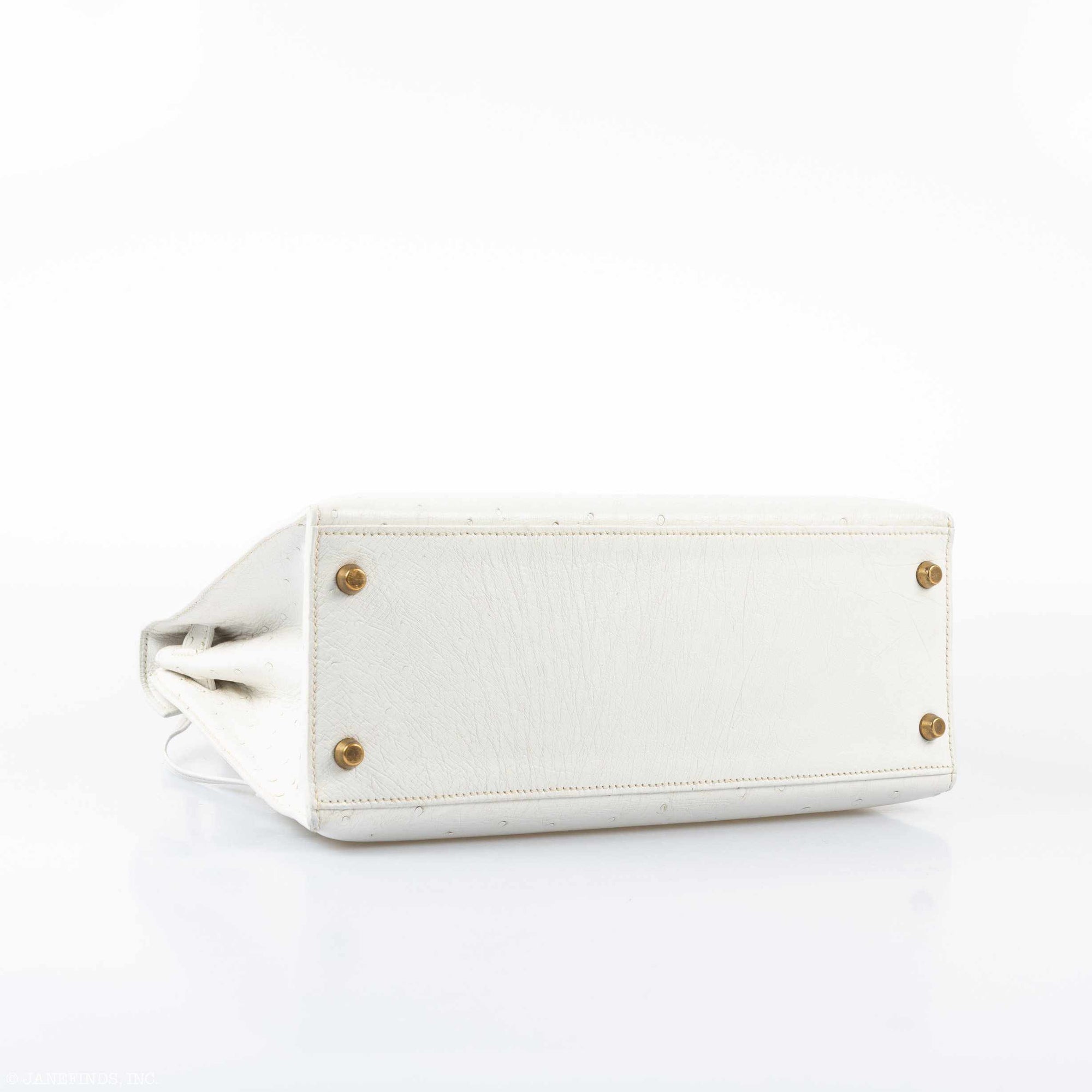Hermès Kelly 28 Sellier White Ostrich Gold Hardware