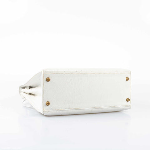 Hermès Kelly 28 Sellier White Ostrich Gold Hardware