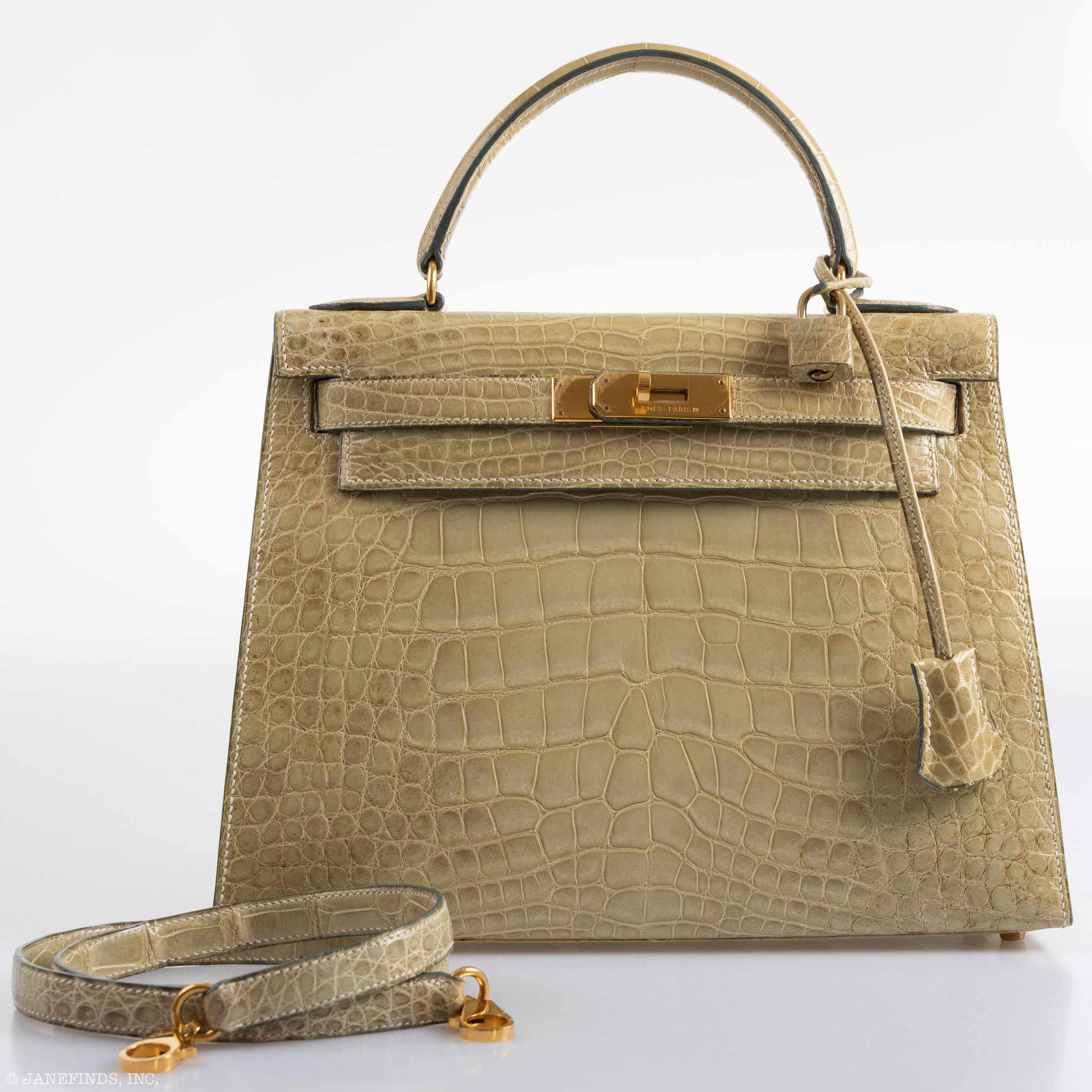 Hermès Kelly 28 Vert Celadon Natura Alligator Gold Hardware - Pre-Himalaya - Rare