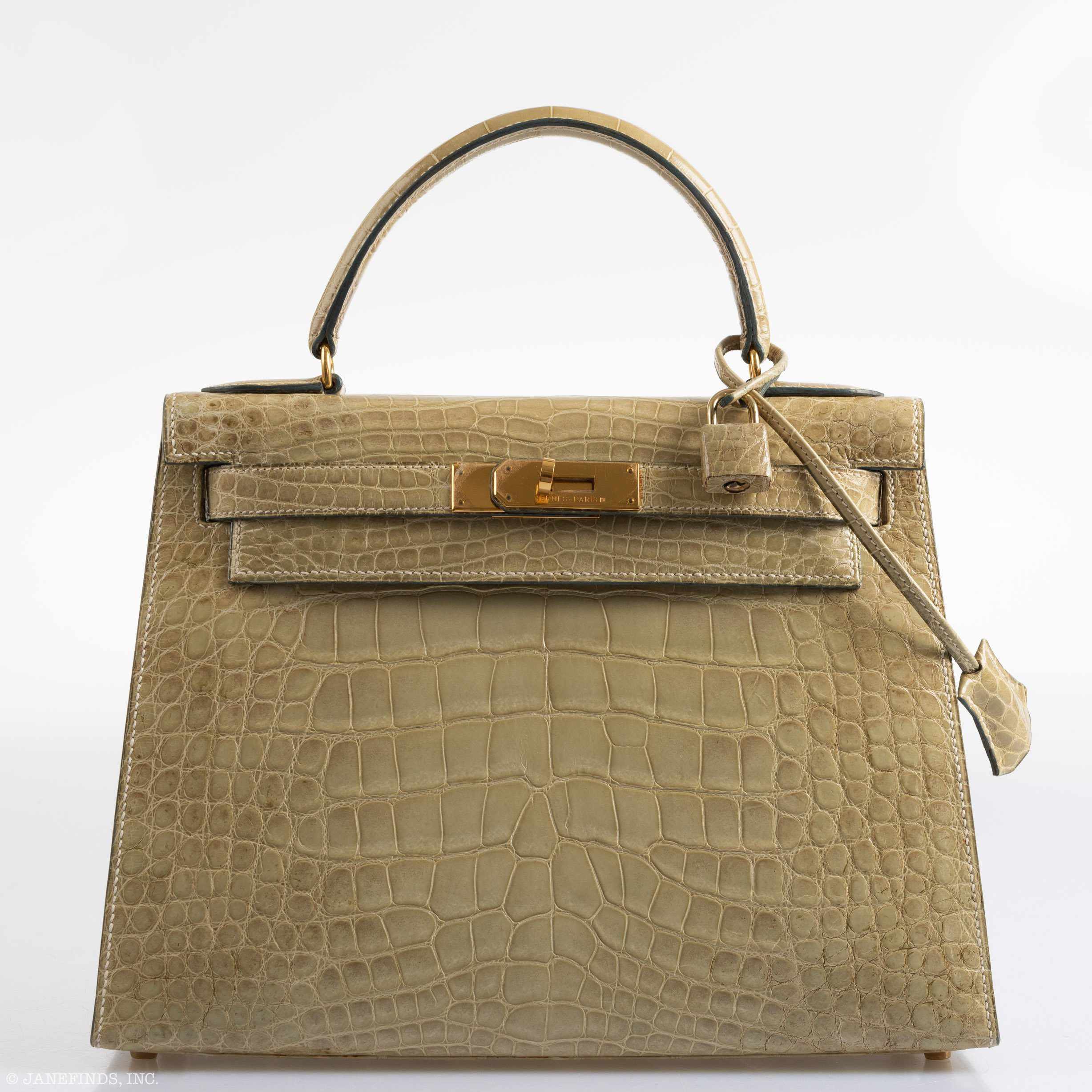 Hermès Kelly 28 Vert Celadon Natura Alligator Gold Hardware - Pre-Himalaya - Rare