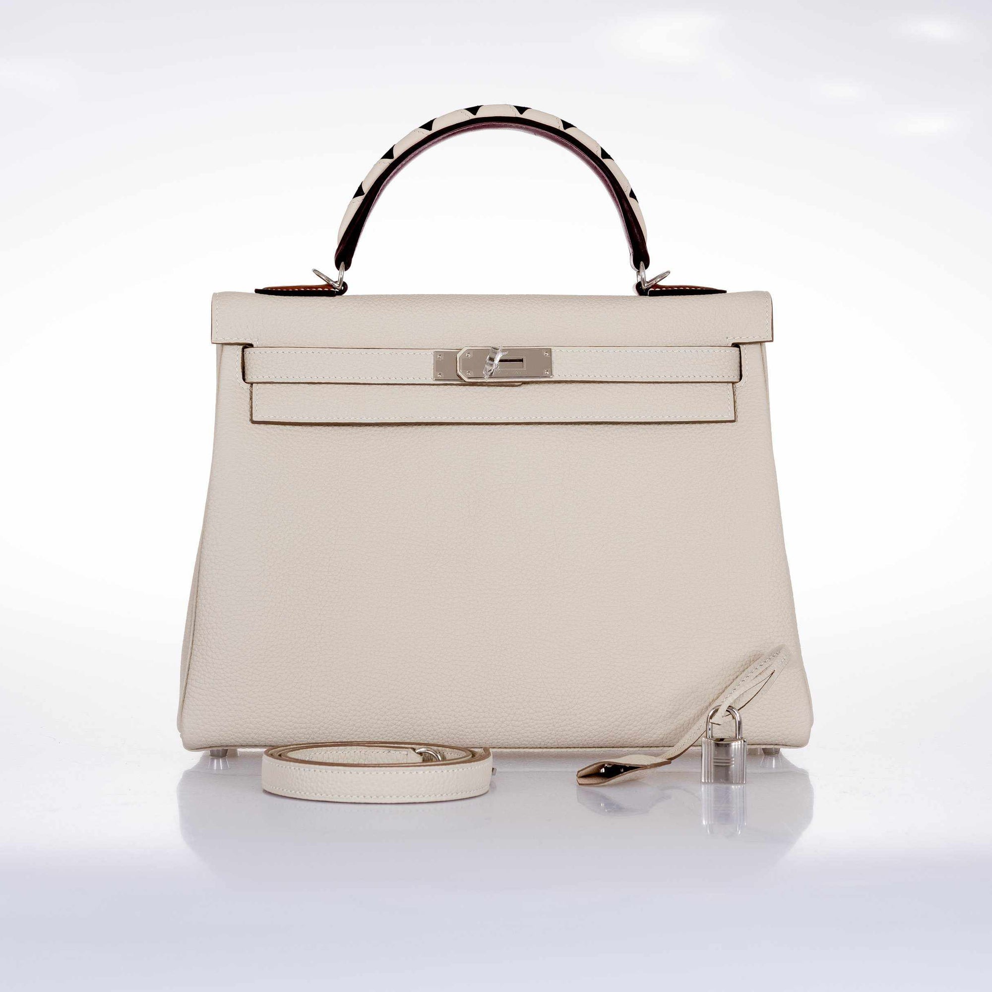 Hermès Kelly 32 Au Galop Retourne Craie Togo Palladium Hardware