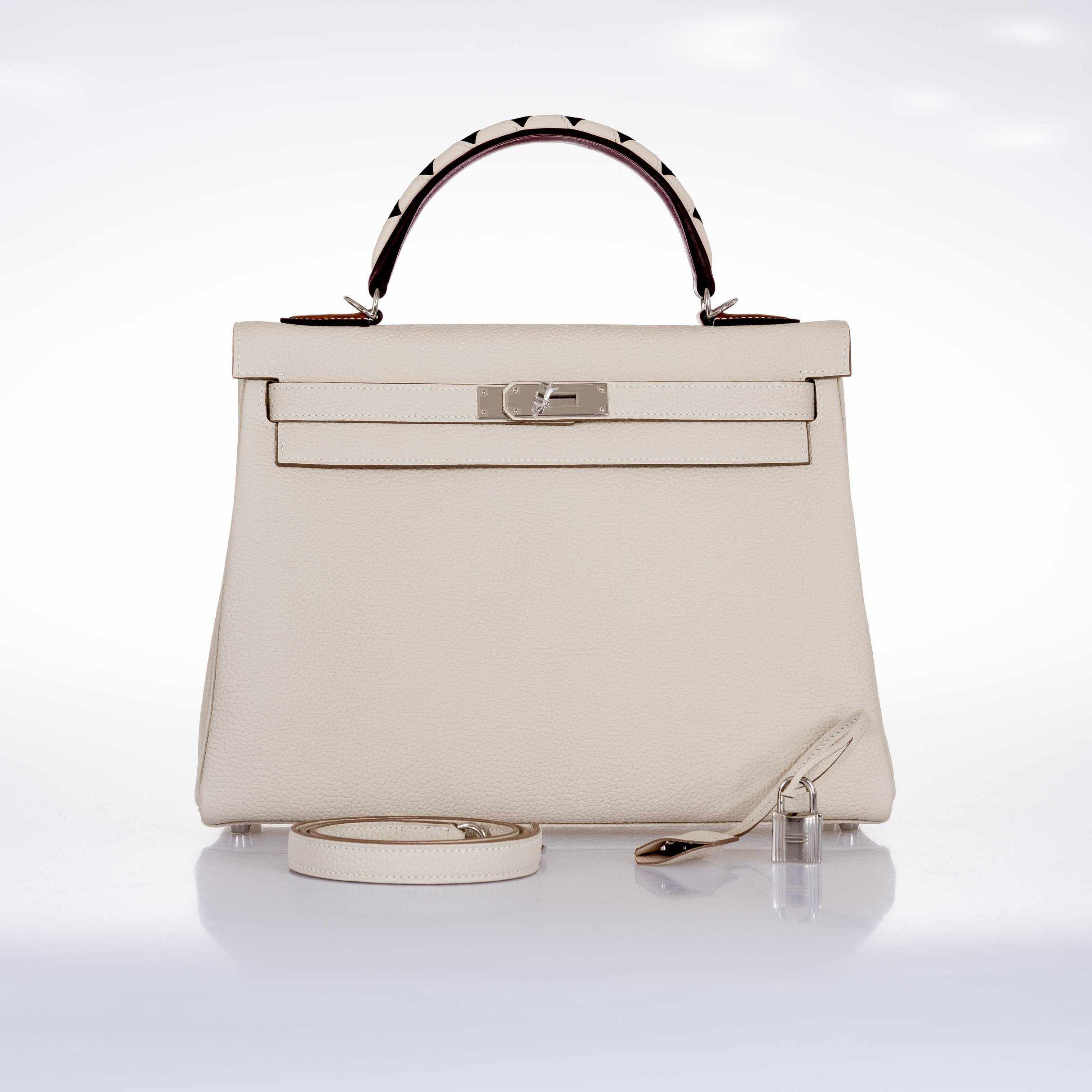 Hermès Kelly 32 Au Galop Retourne Craie Togo Palladium Hardware