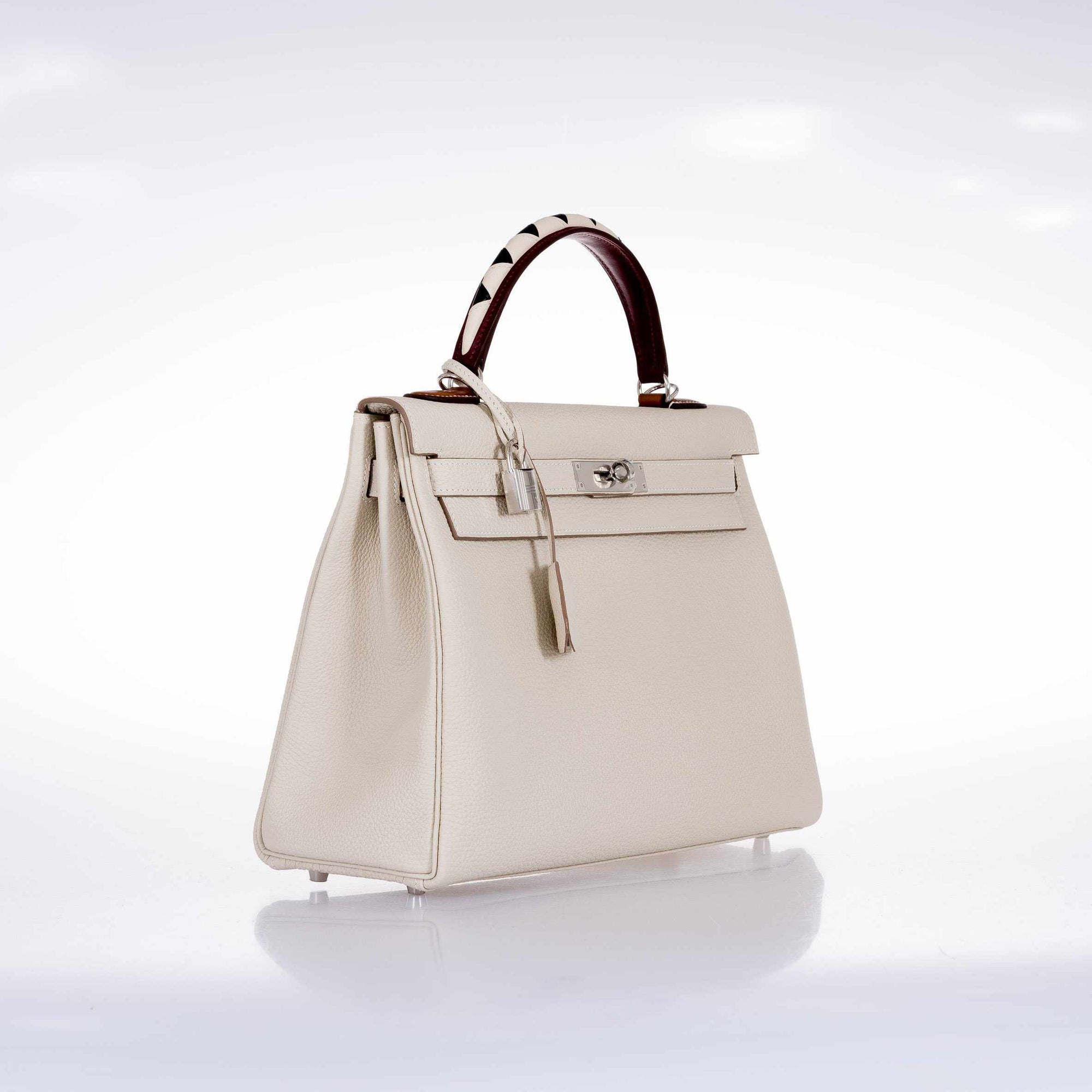 Hermès Kelly 32 Au Galop Retourne Craie Togo Palladium Hardware