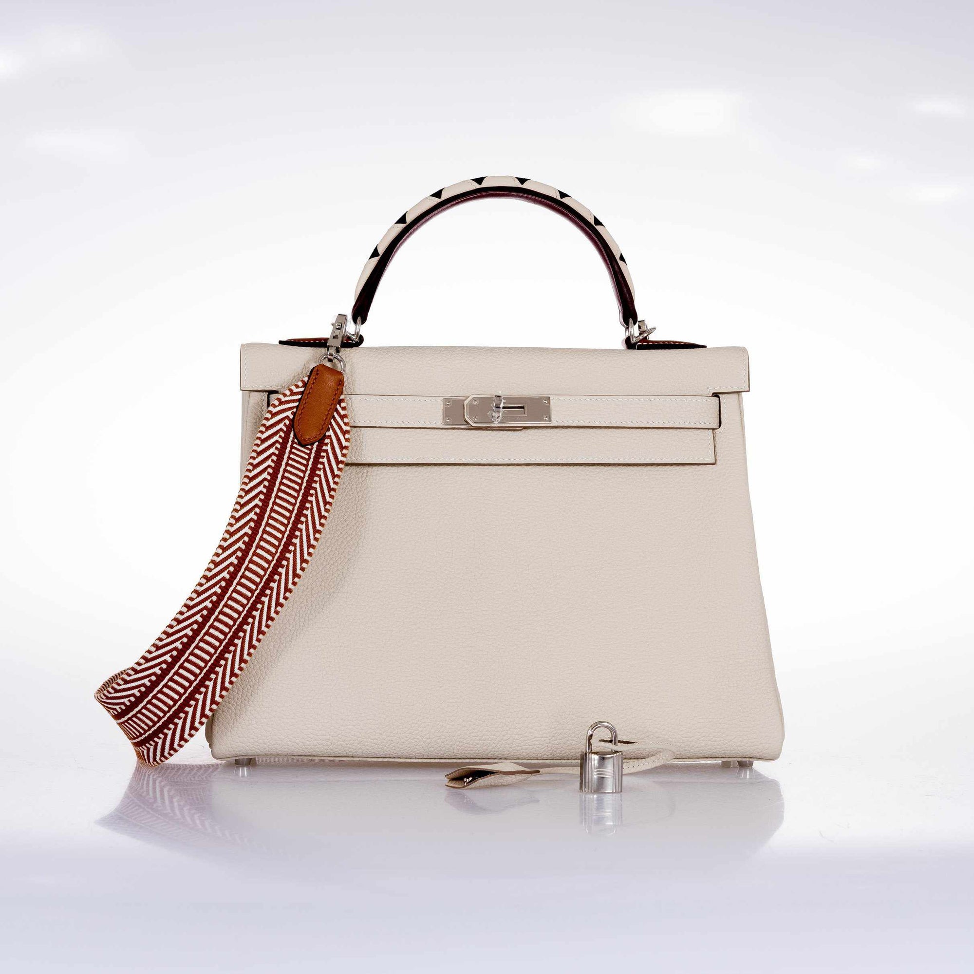 Hermès Kelly 32 Au Galop Retourne Craie Togo Palladium Hardware