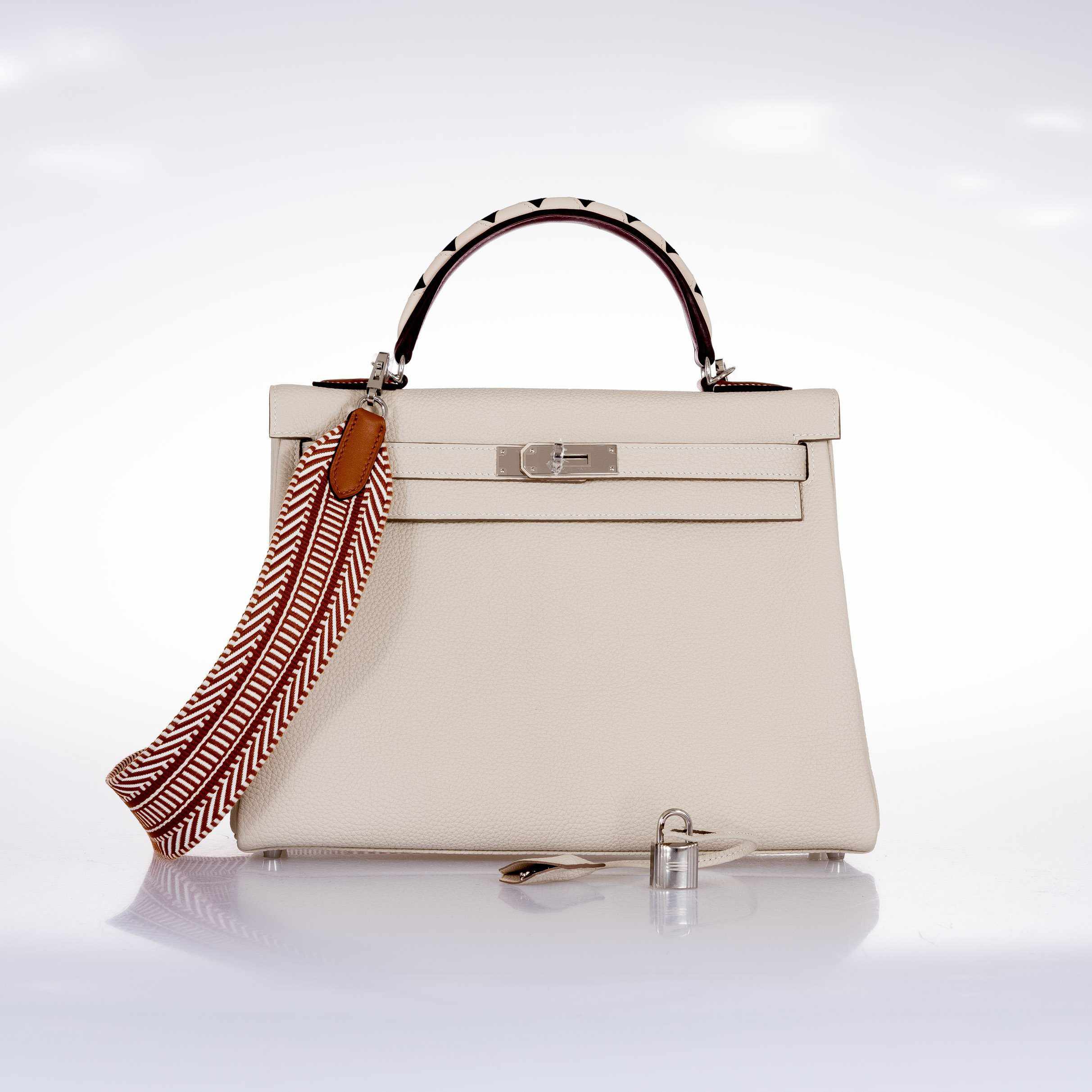Hermès Kelly 32 Au Galop Retourne Craie Togo Palladium Hardware