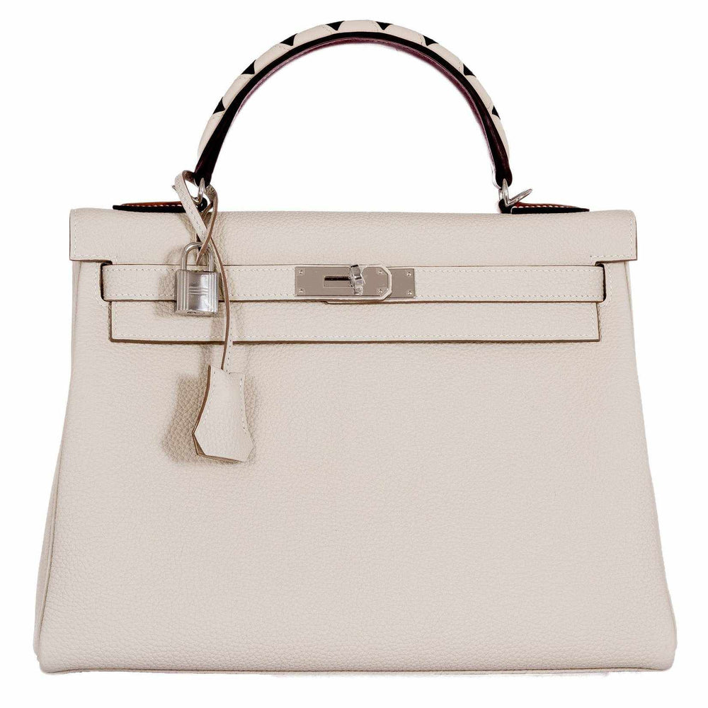 Hermès Kelly 32 Au Galop Retourne Craie Togo Palladium Hardware