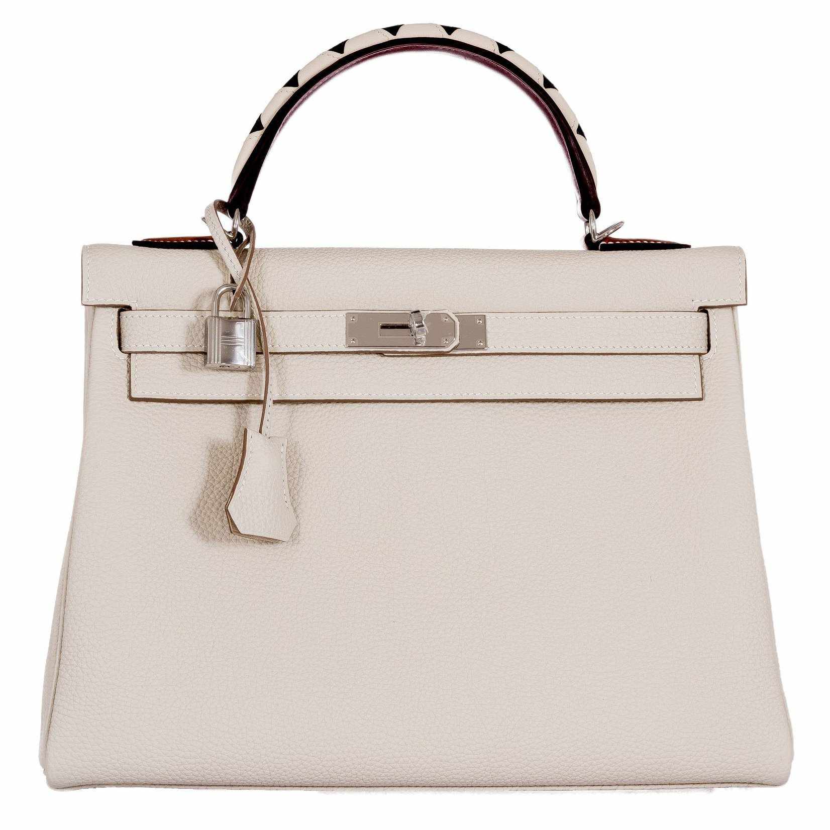 Hermès Kelly 32 Au Galop Retourne Craie Togo Palladium Hardware