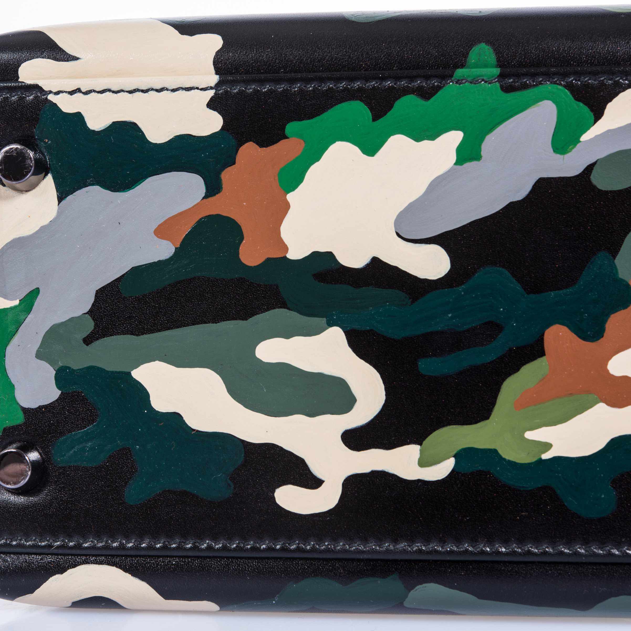 Hermès Kelly 32 Black Box Camouflage Ruthenium Hardware * JaneFinds Custom Shop