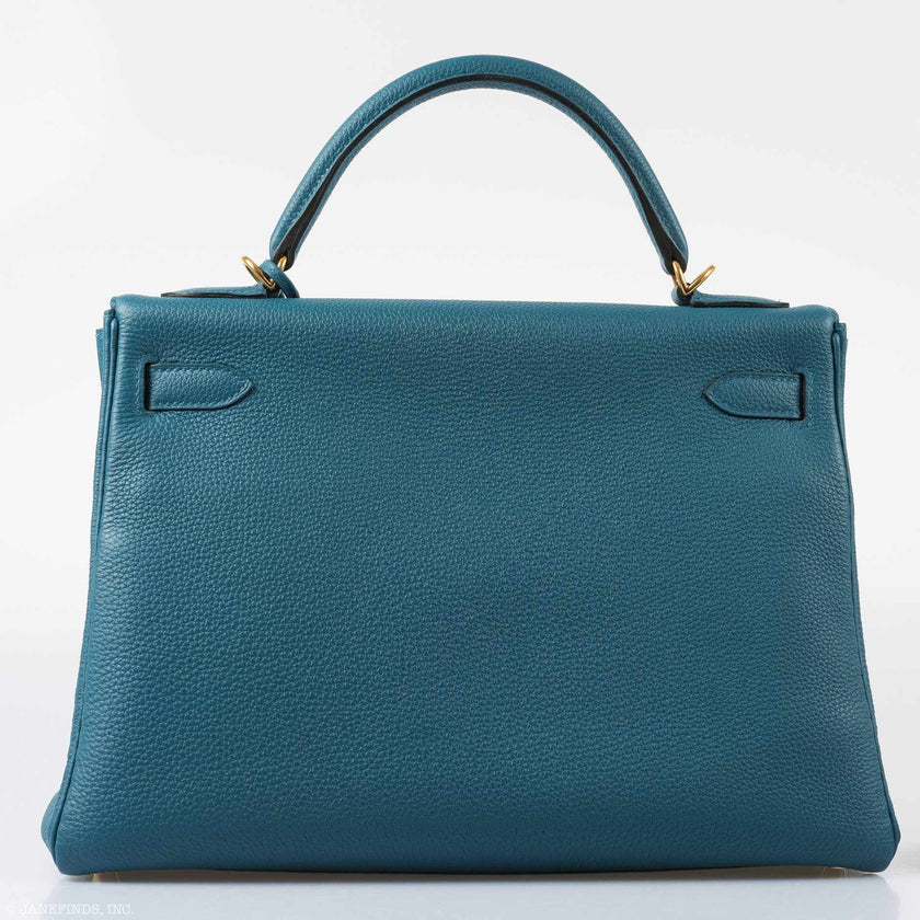 Hermès Kelly 32 Retourne Blue Cobalt Togo Gold Hardware – JaneFinds