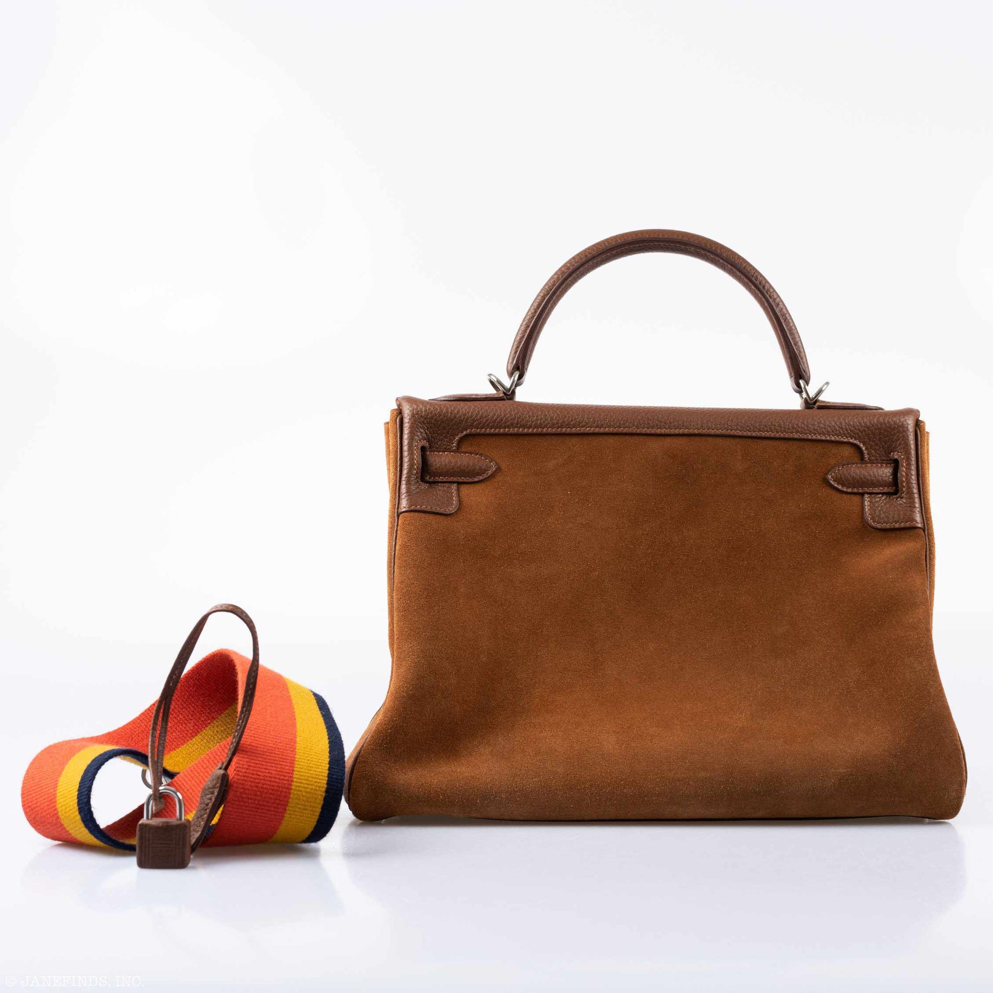 Hermès Kelly 32 Retourne Grizzly Fauve Suede Togo Amazone Strap