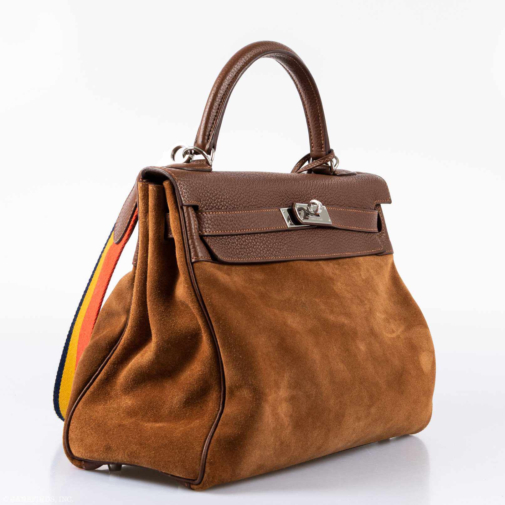 Hermès Kelly 32 Retourne Grizzly Fauve Suede Togo Amazone Strap