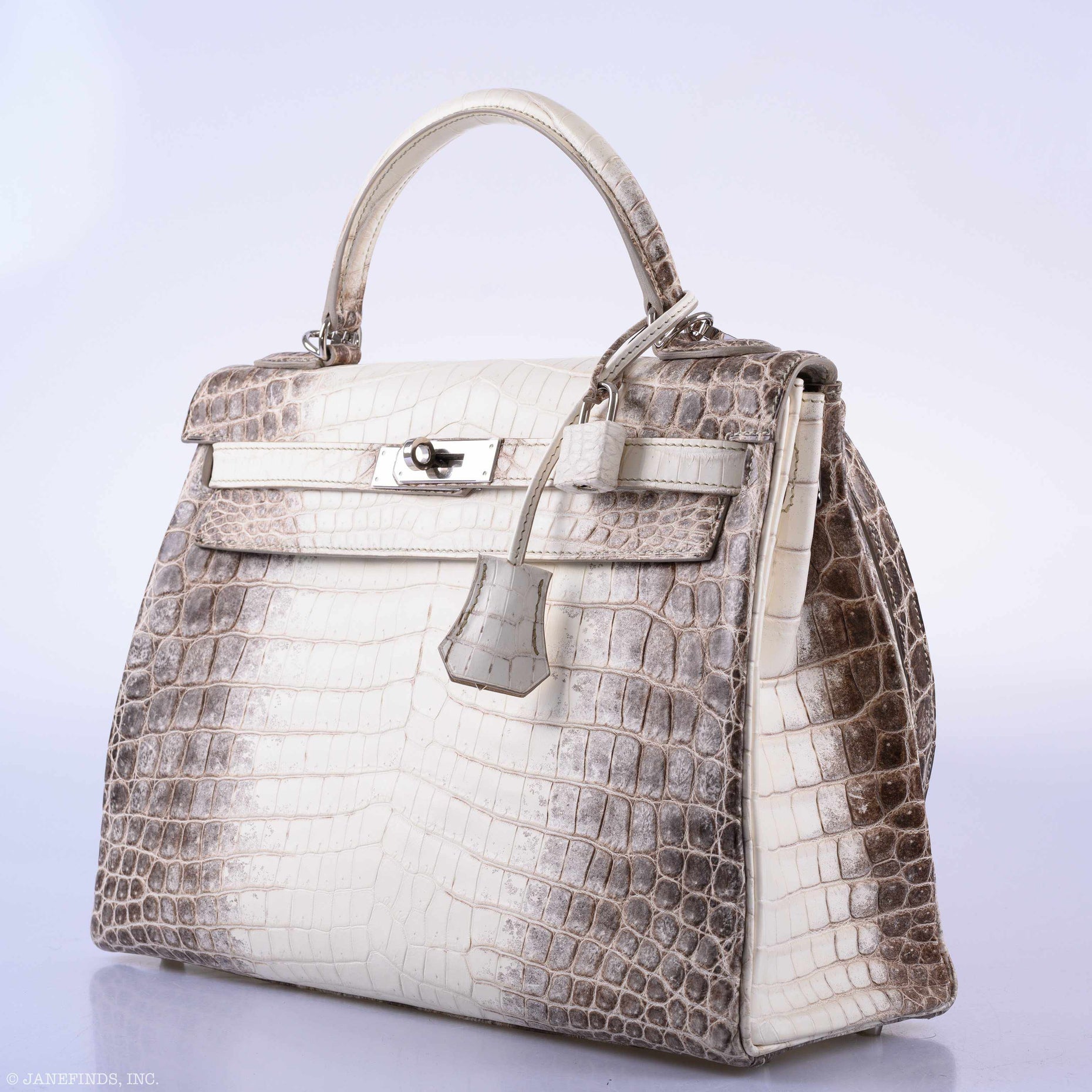 Hermès Kelly 32 Retourne Himalayan Niloticus Crocodile Palladium Hardw ...