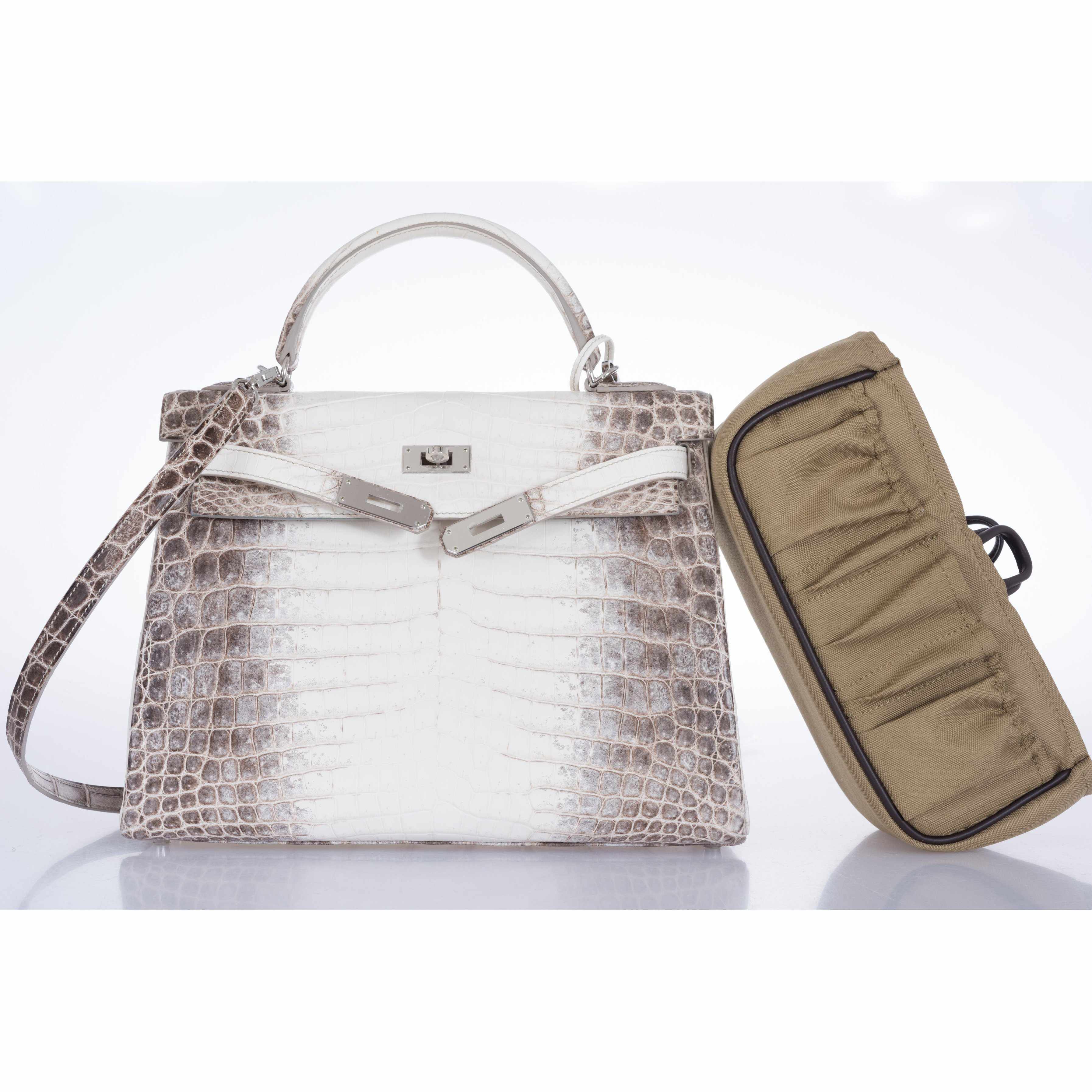 Hermès Kelly 32 Retourne Himalayan Niloticus Crocodile Palladium Hardware