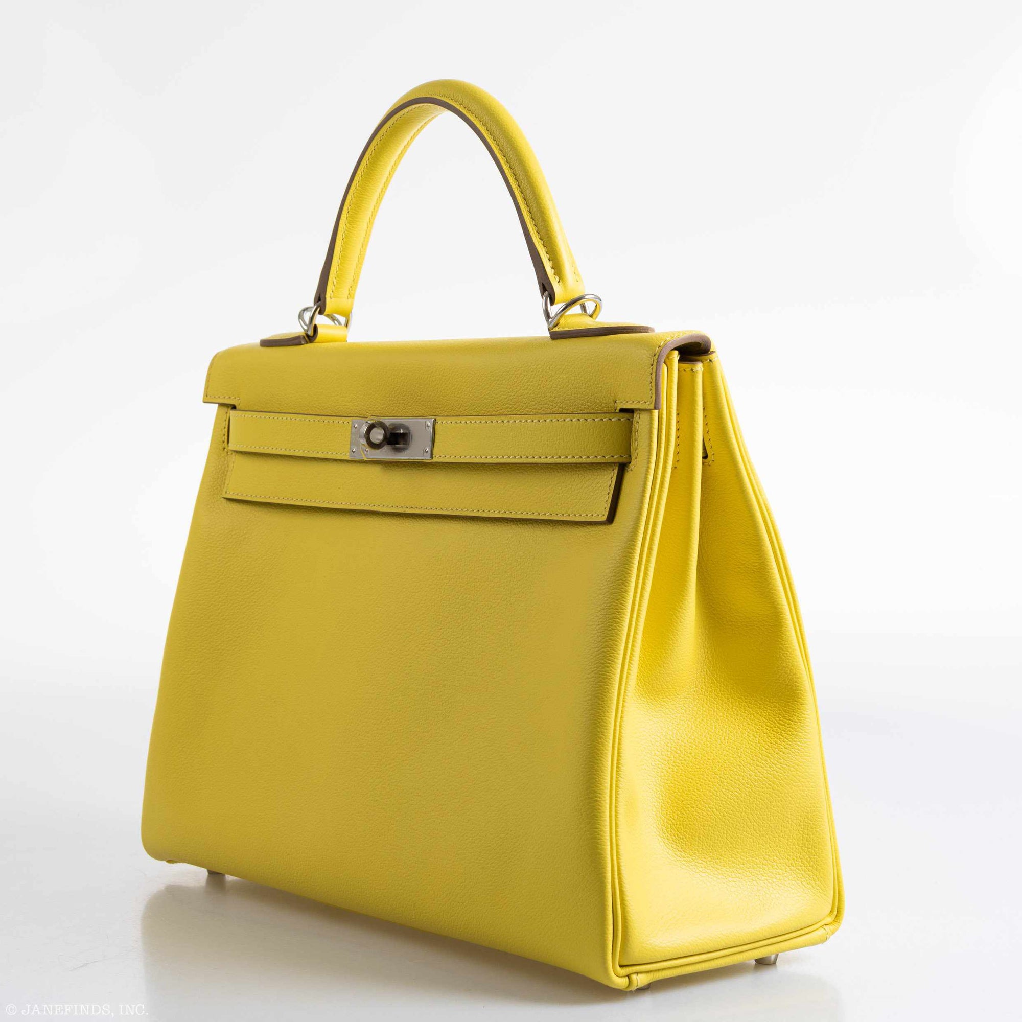 Hermès Kelly 32 Retourne Lime Evercolor Palladium Hardware - 2019
