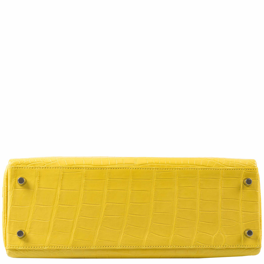 Hermès Kelly 32 Retourne Mimosa Matte Alligator Palladium Hardware