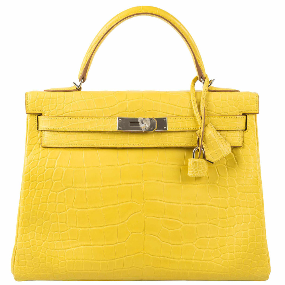 Hermès Kelly 32 Retourne Mimosa Matte Alligator Palladium Hardware