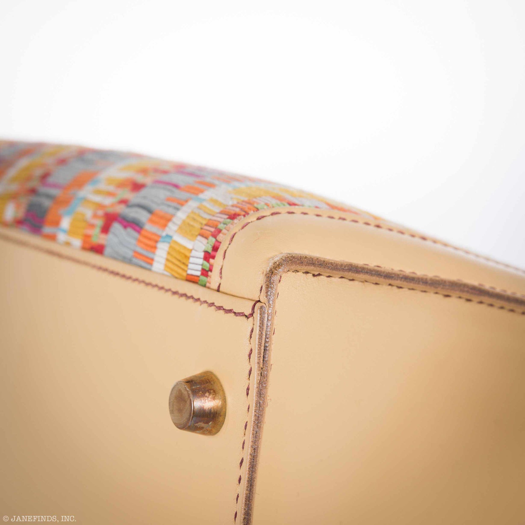 Hermès Kelly 32 Retourné Multicolor Vibrato & Natural Leather Gold Hardware
