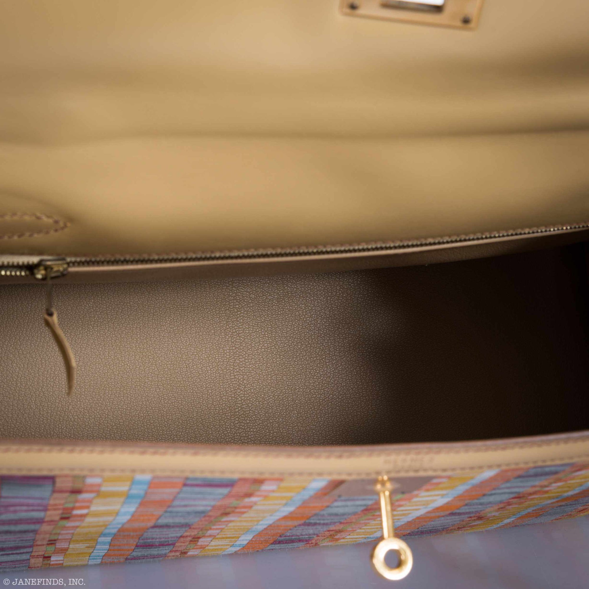 Hermès Kelly 32 Retourné Multicolor Vibrato & Natural Leather Gold Hardware