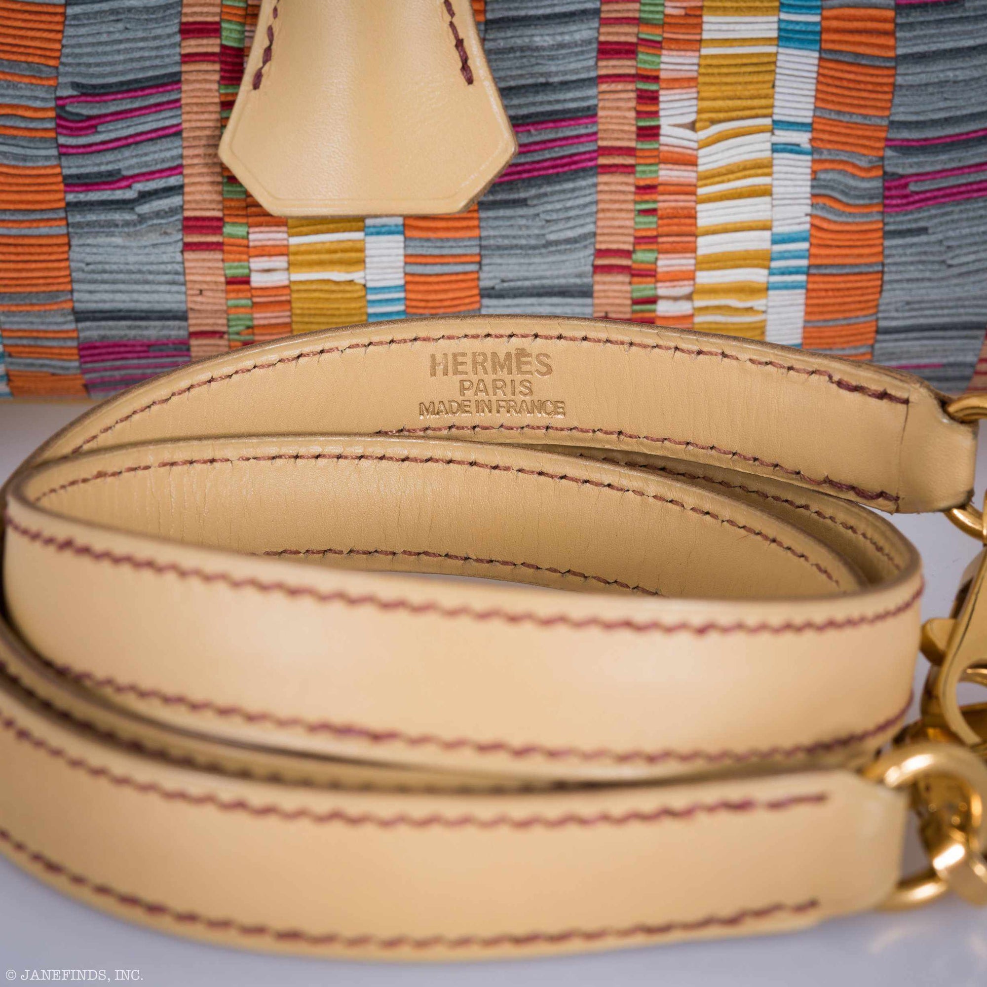 Hermès Kelly 32 Retourné Multicolor Vibrato & Natural Leather Gold Hardware
