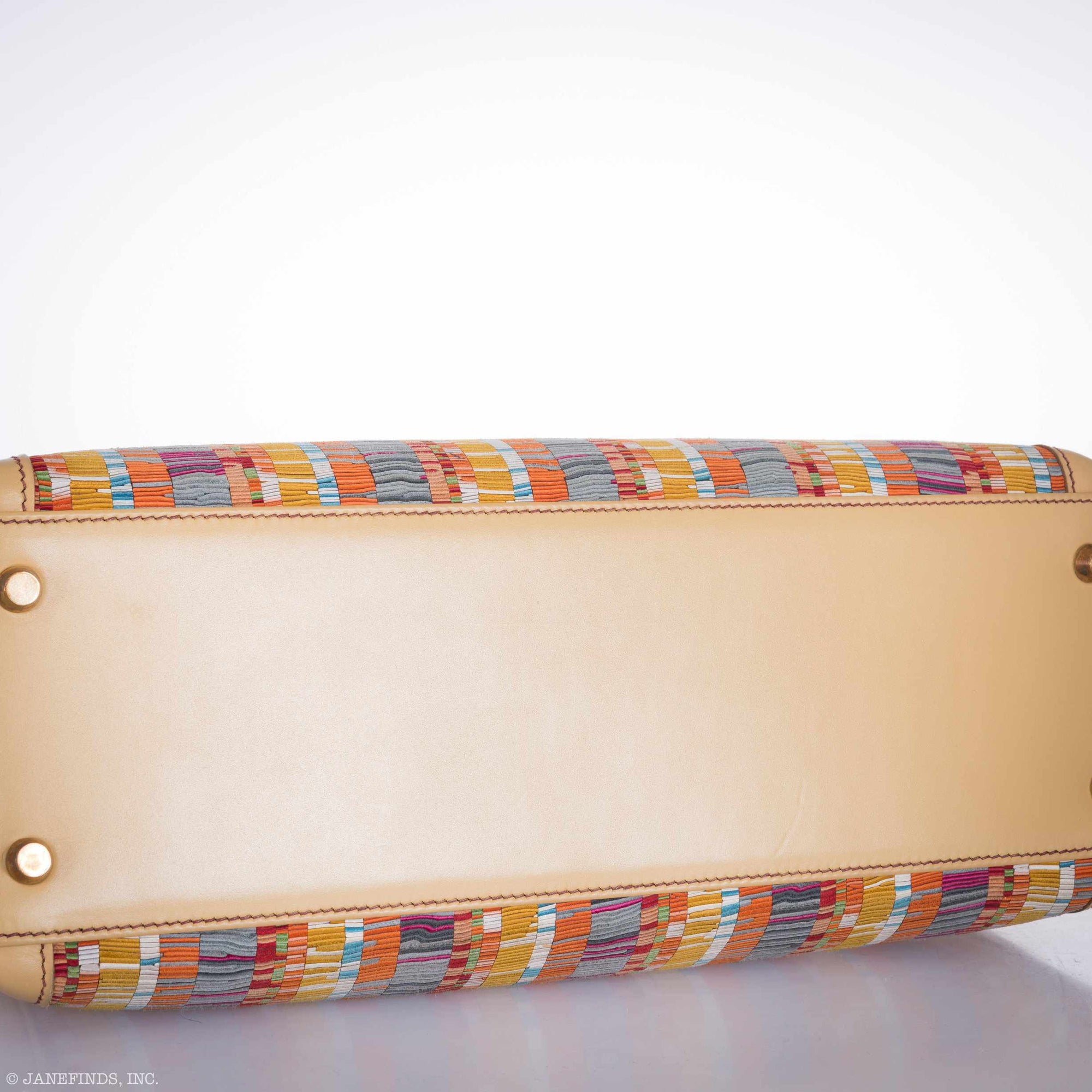 Hermès Kelly 32 Retourné Multicolor Vibrato & Natural Leather Gold Hardware