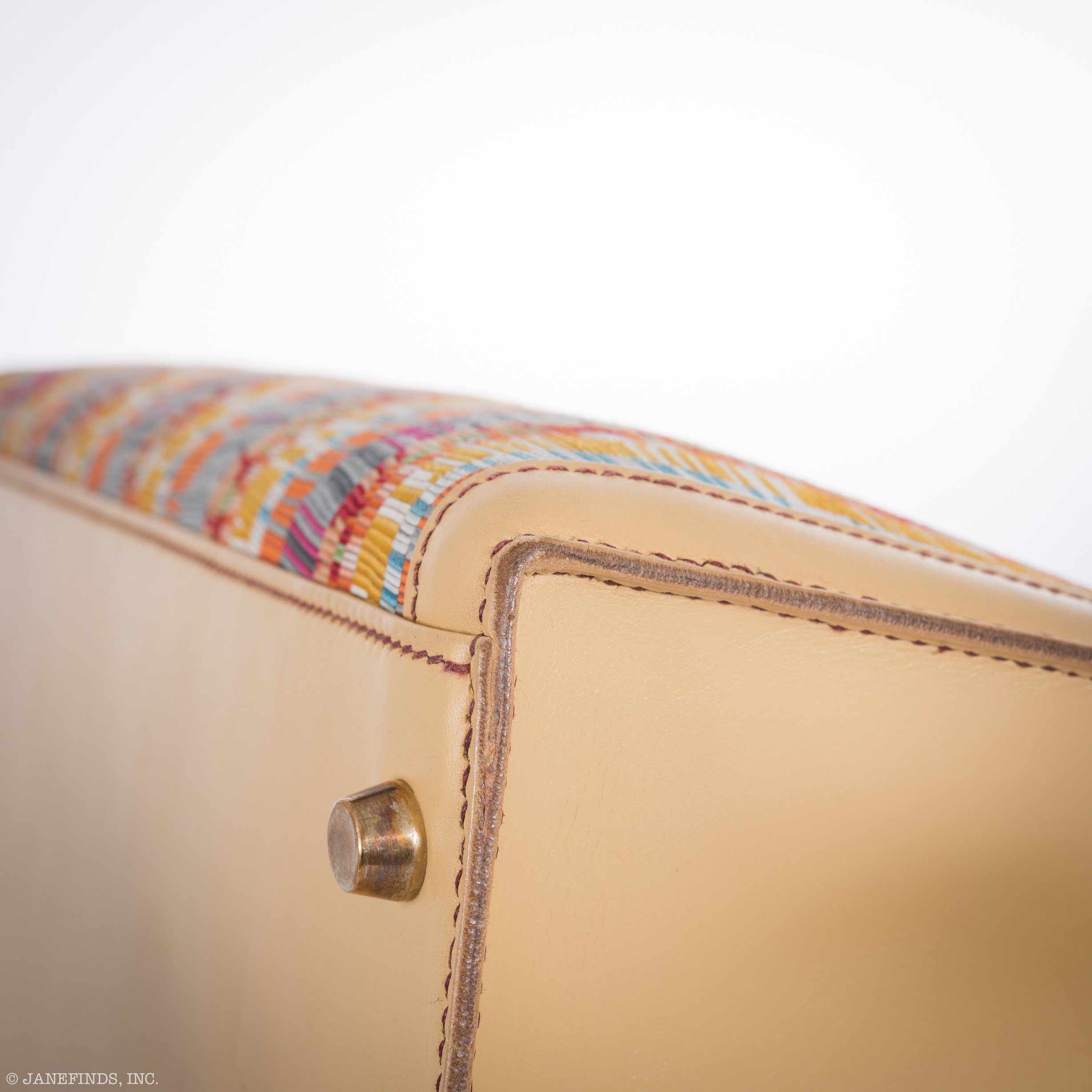 Hermès Kelly 32 Retourné Multicolor Vibrato & Natural Leather Gold Hardware
