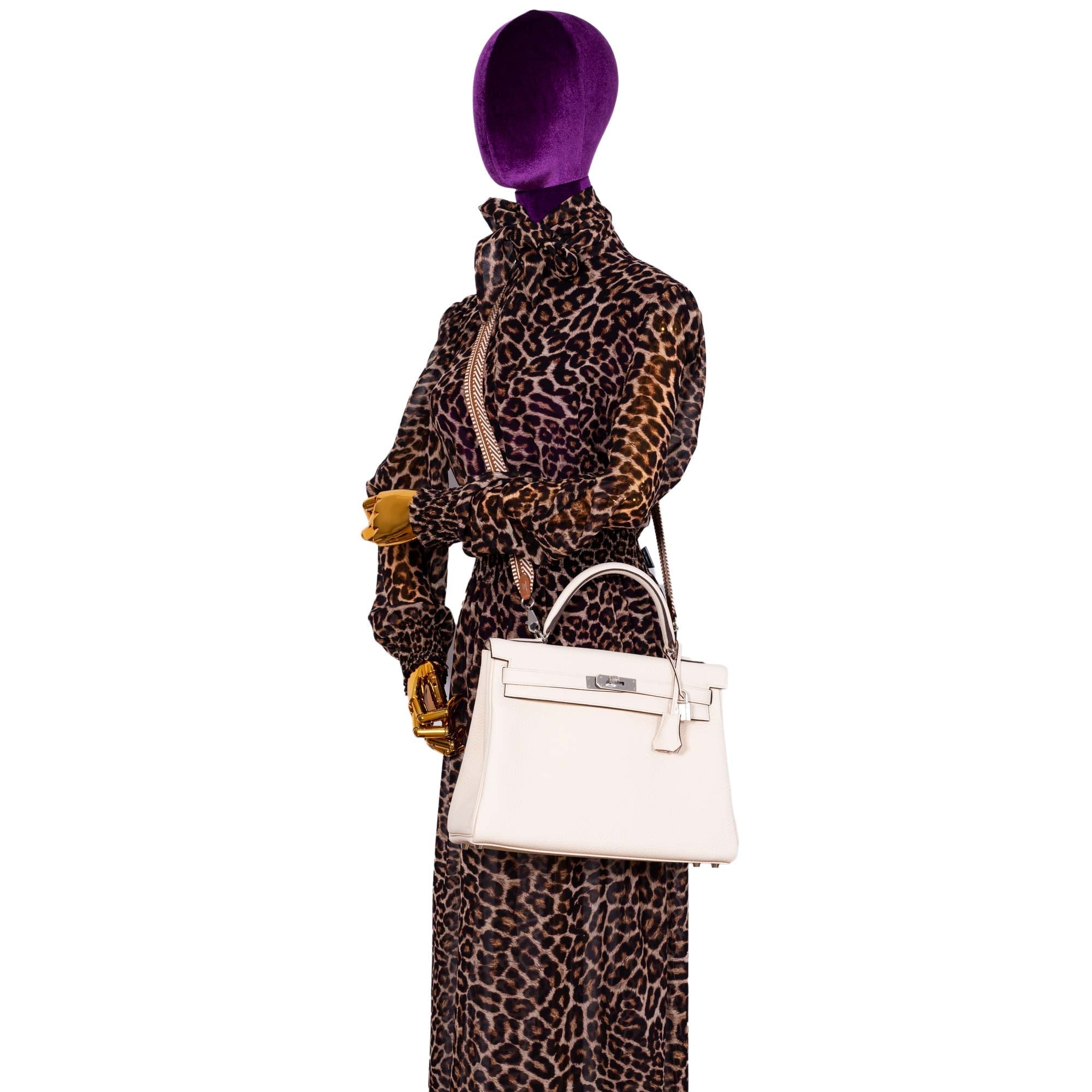 Hermès Kelly 32 Retourne Nata Taurillon Clemence with Palladium Hardware