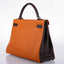 Hermès Kelly 32 Retourne Orange H, Rouge Vif & Ebene Togo with Ruthenium Hardware - 2006, J Square