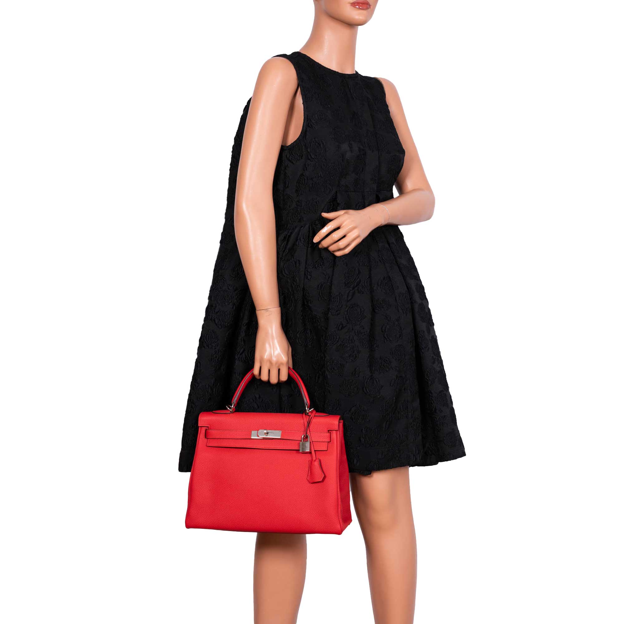 Hermès Kelly 32 Retourne Rouge de Coeur Togo with Palladium Hardware