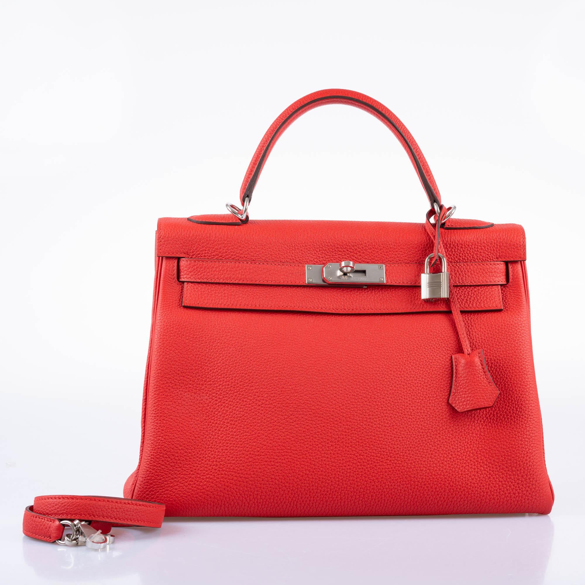 Hermès Kelly 32 Retourne Rouge de Coeur Togo with Palladium Hardware