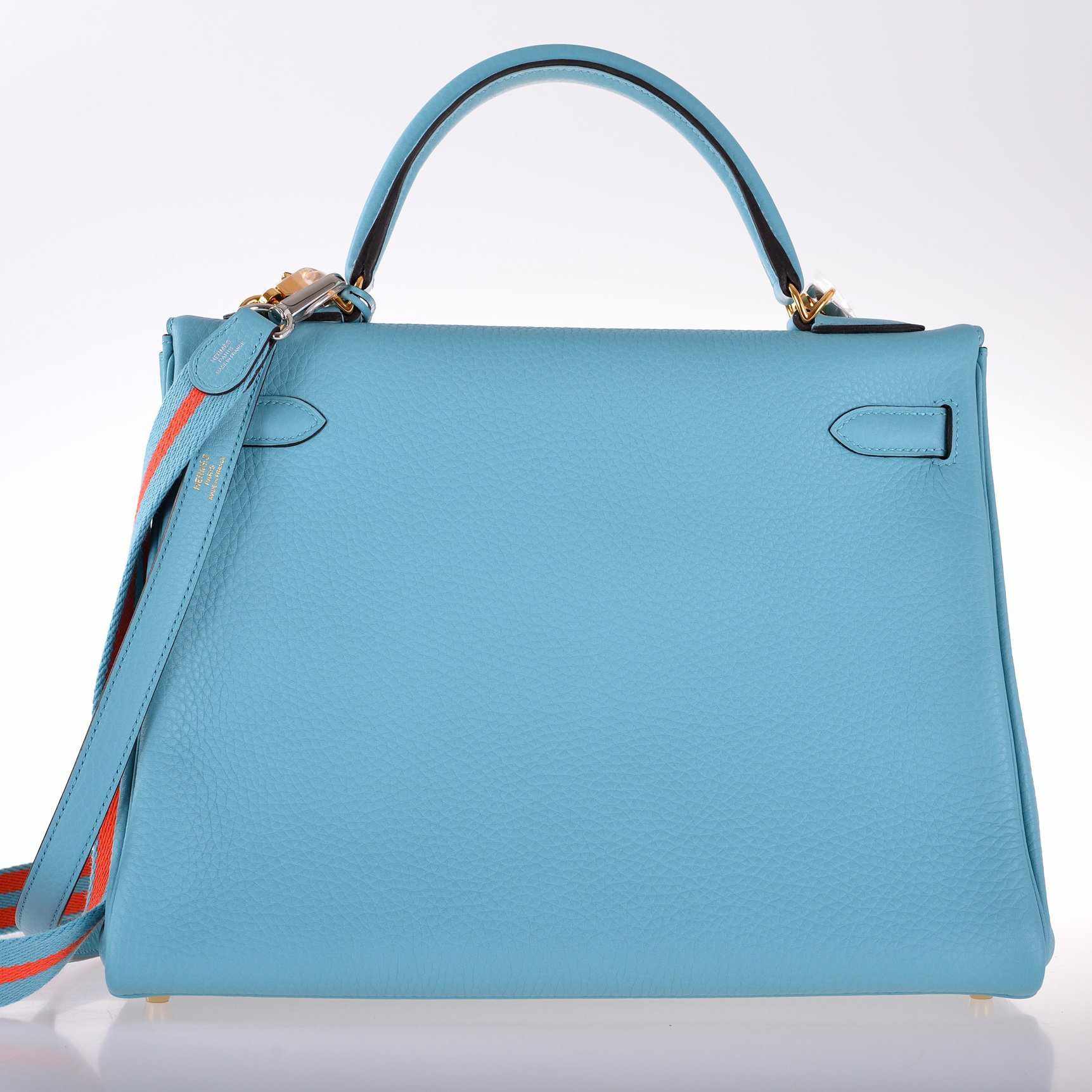 Hermès Kelly 32 Retourne Saint Cyr Blue Togo Gold Hardware