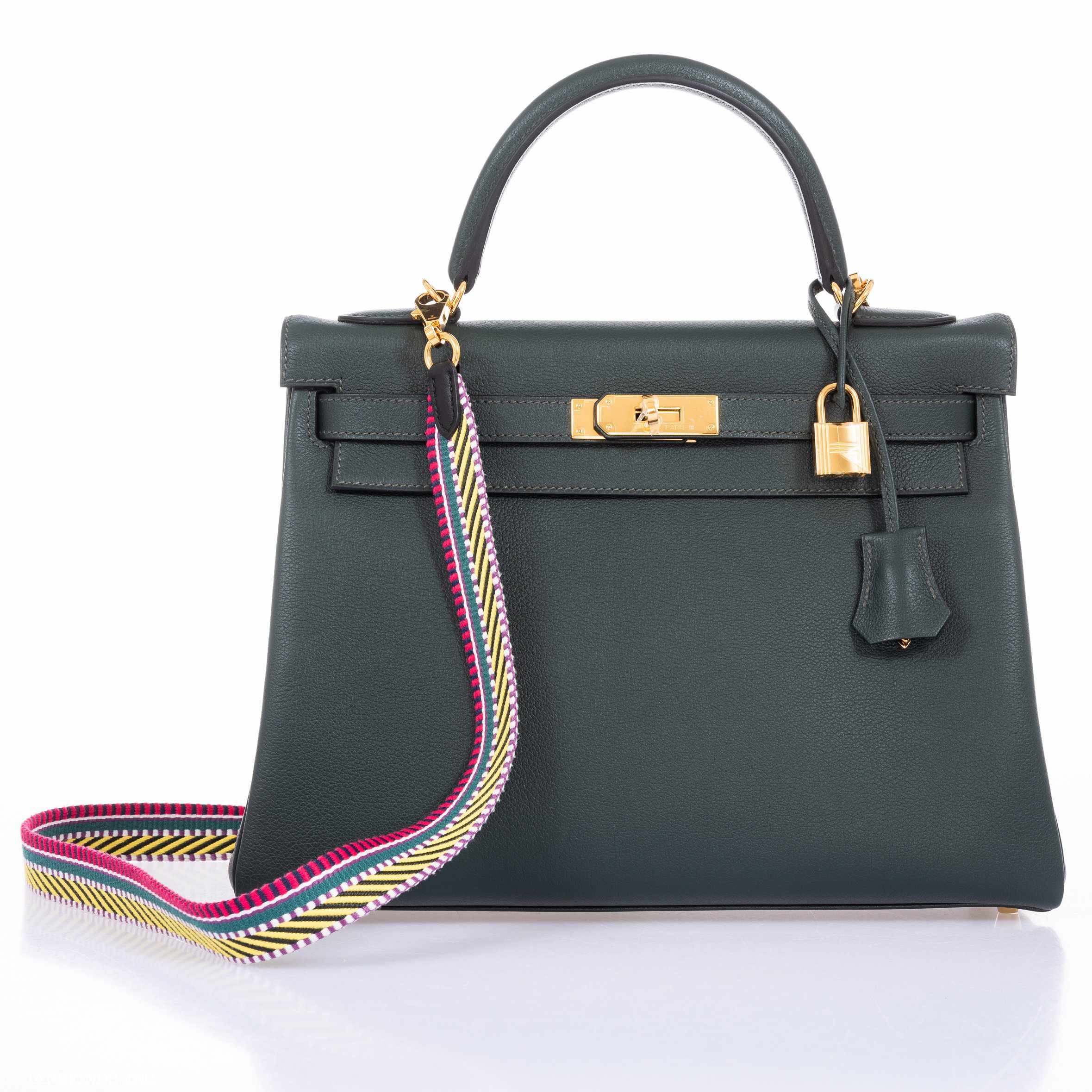 Hermès Kelly 32 Retourne Vert Fonce Evercolor Gold Hardware