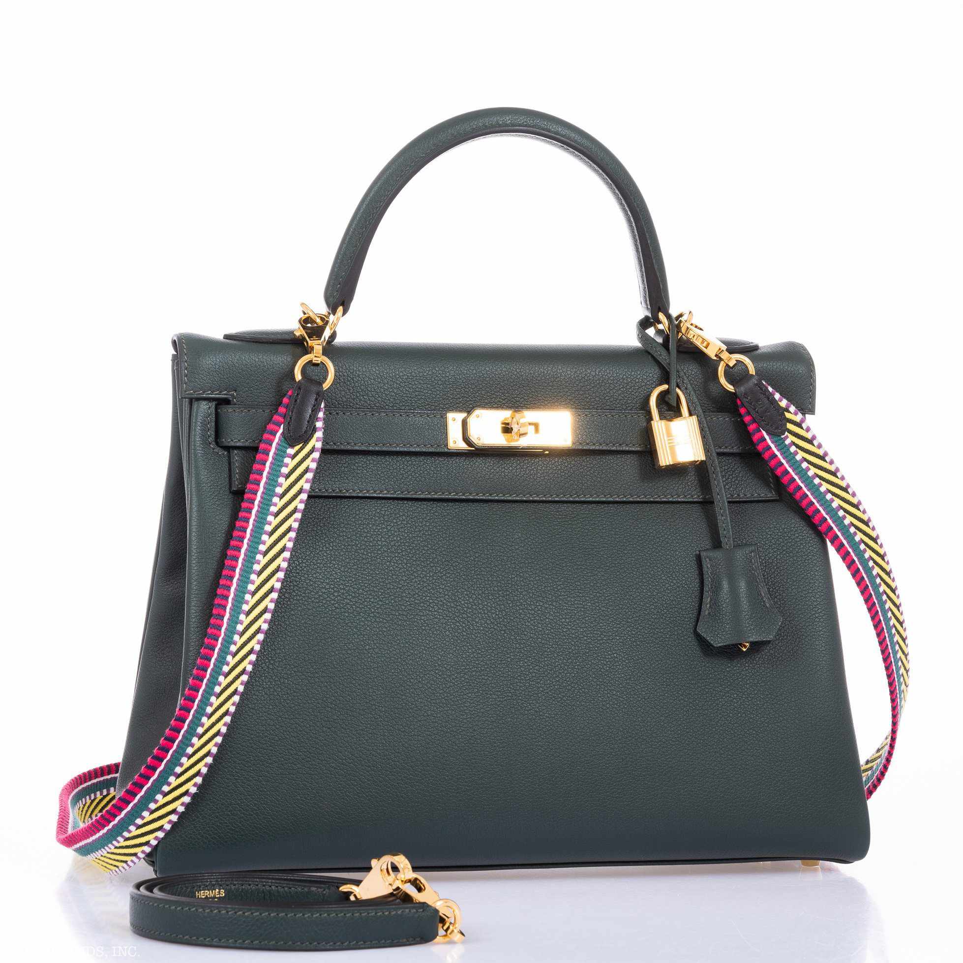 Hermès Kelly 32 Retourne Vert Fonce Evercolor Gold Hardware