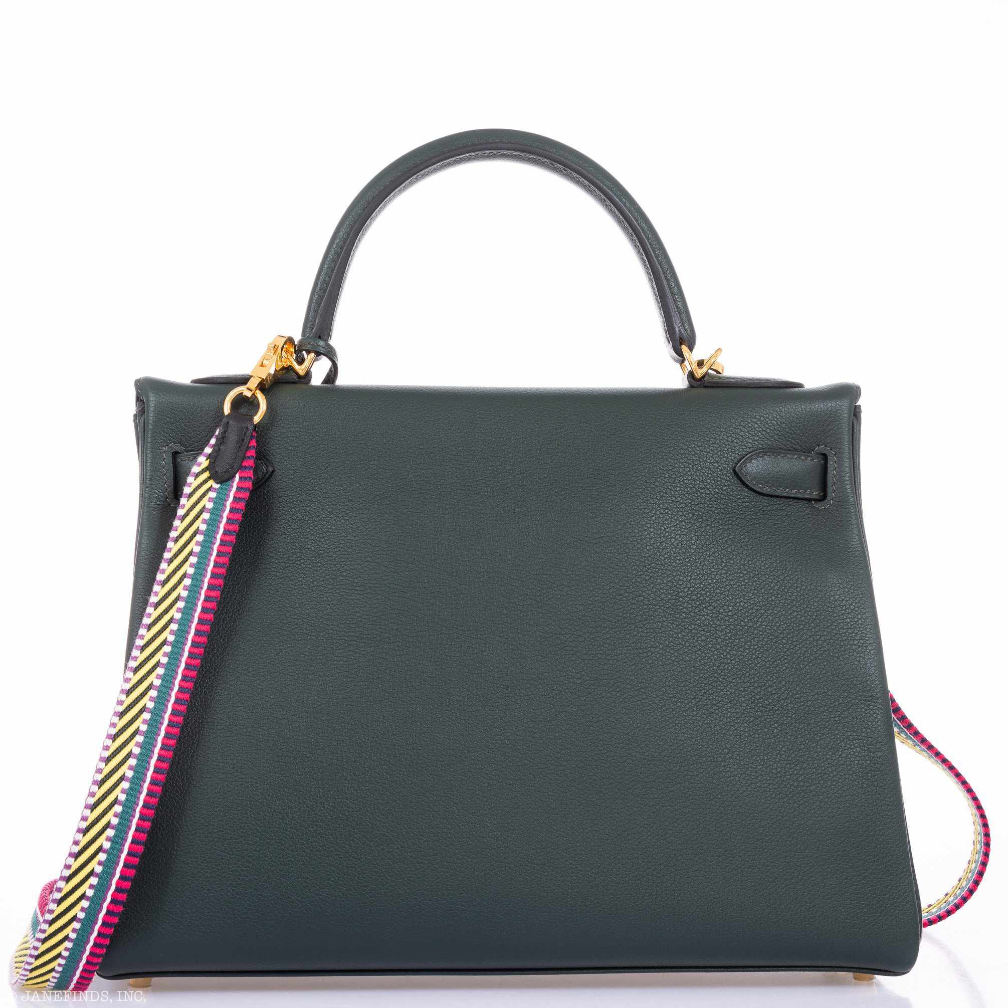 Hermès Kelly 32 Retourne Vert Fonce Evercolor Gold Hardware