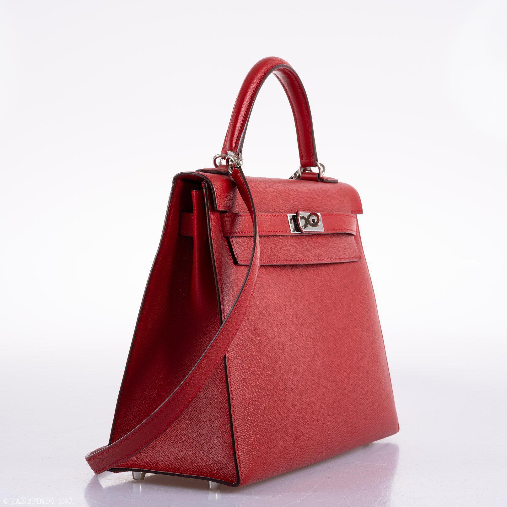 Hermès Kelly 32 Rouge Casaque Epsom leather Palladium Hardware