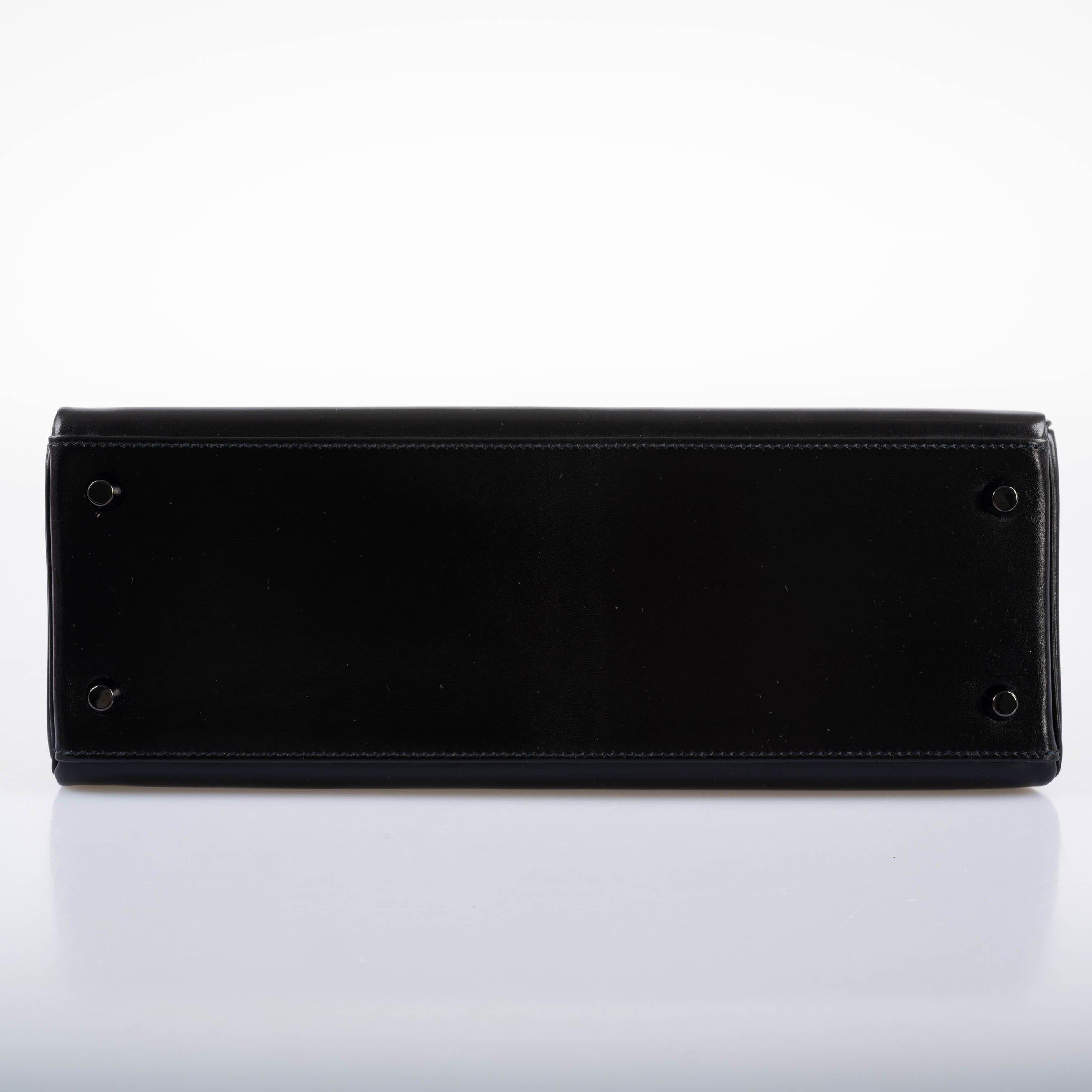 Hermès Kelly 32 SO BLACK Box leather Black PVD Hardware