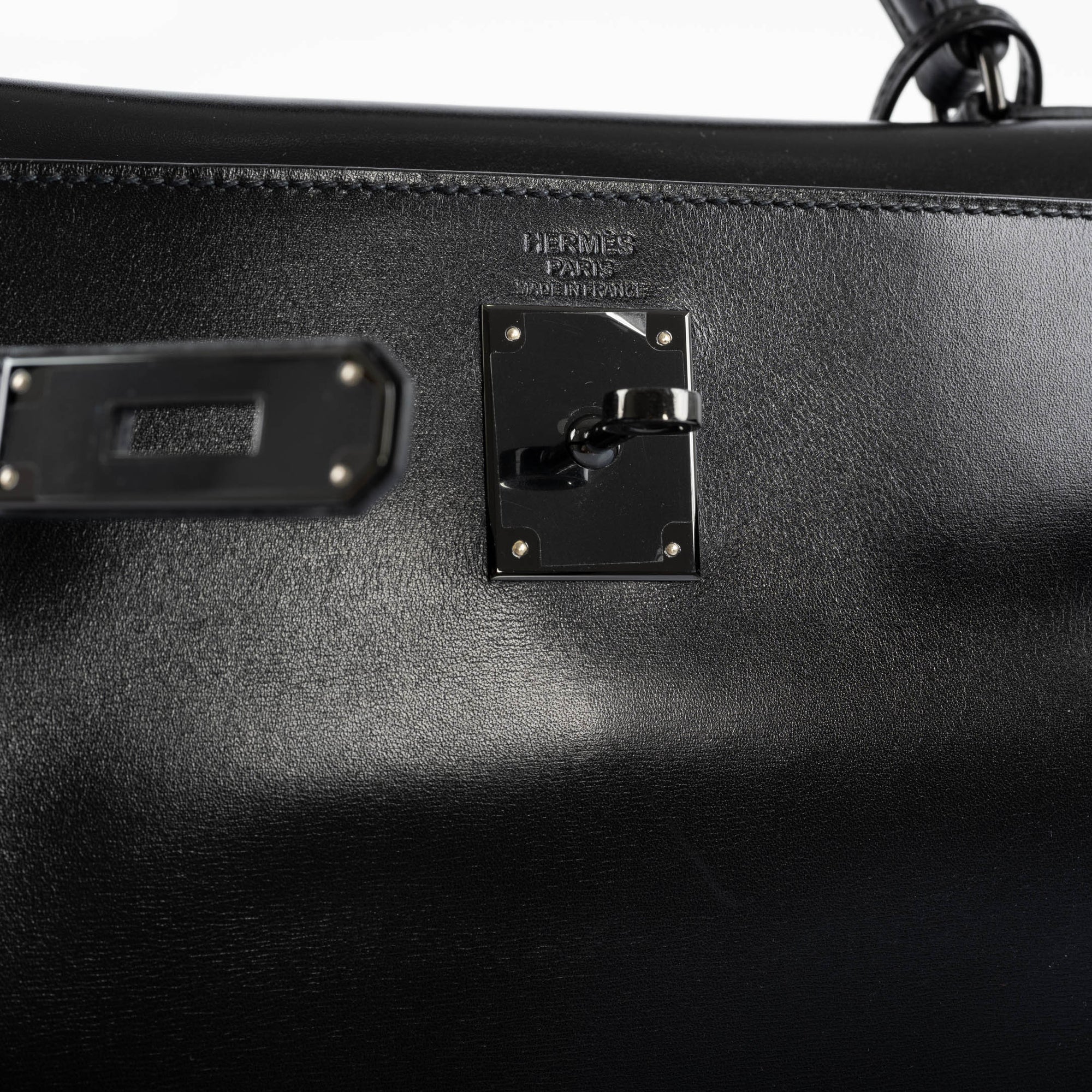 Hermès Kelly 32 SO BLACK Box leather Black PVD Hardware