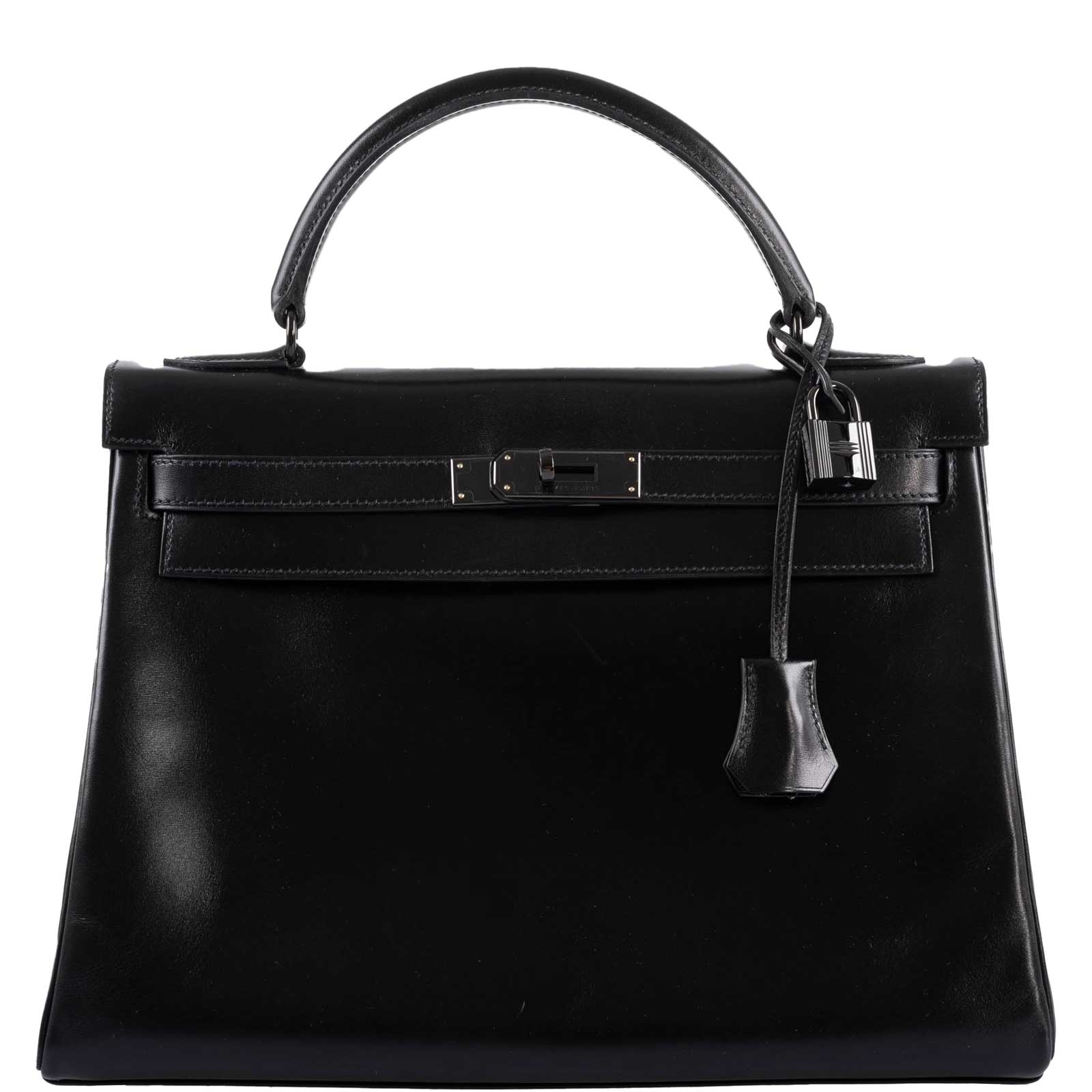 Hermès Kelly 32 SO BLACK Box leather Black PVD Hardware