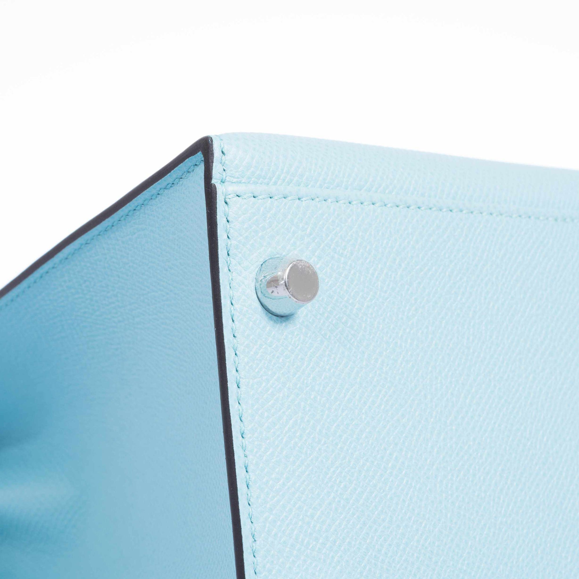 Hermès Kelly 32 Sellier Bleu Atoll Epsom Palladium Hardware