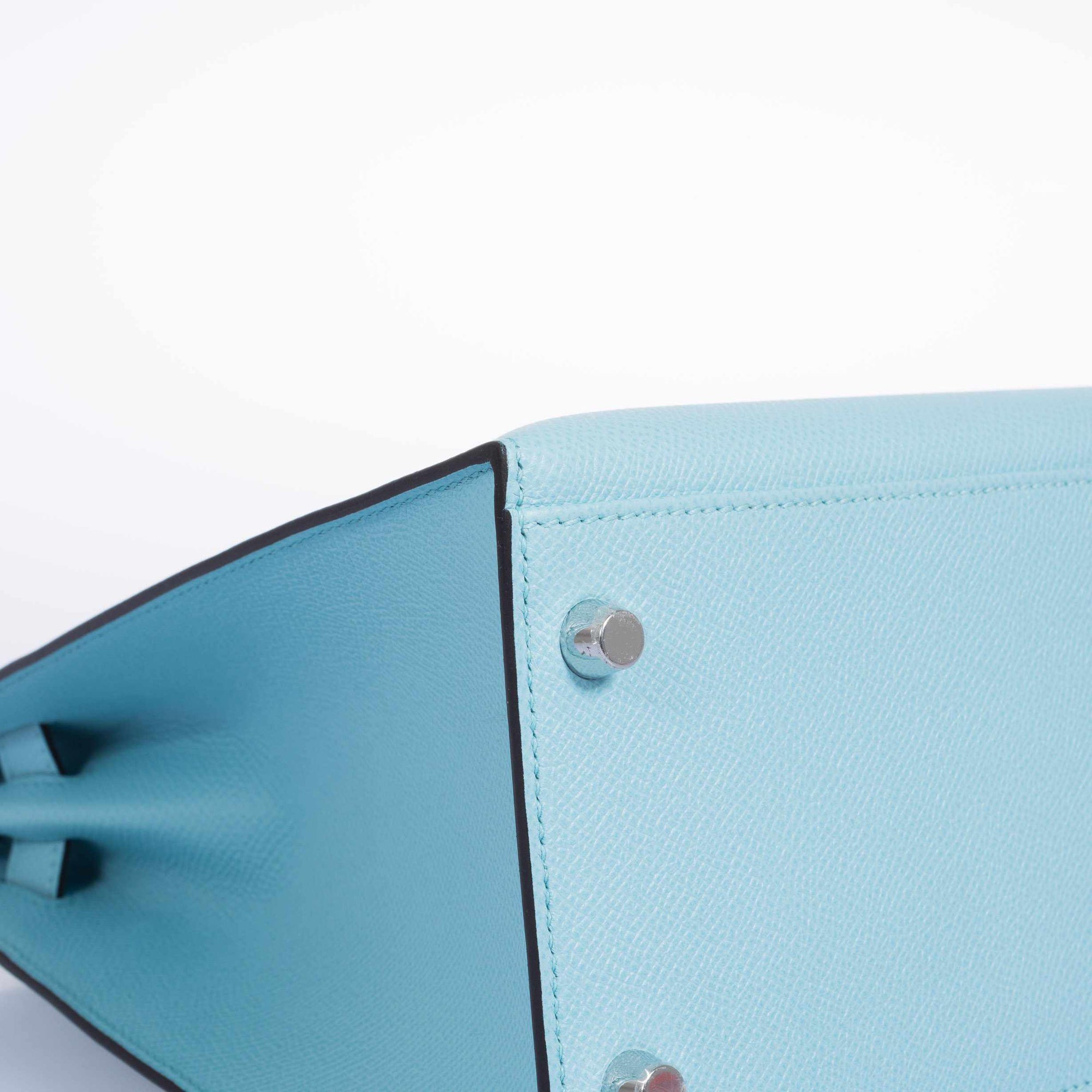 Hermès Kelly 32 Sellier Bleu Atoll Epsom Palladium Hardware