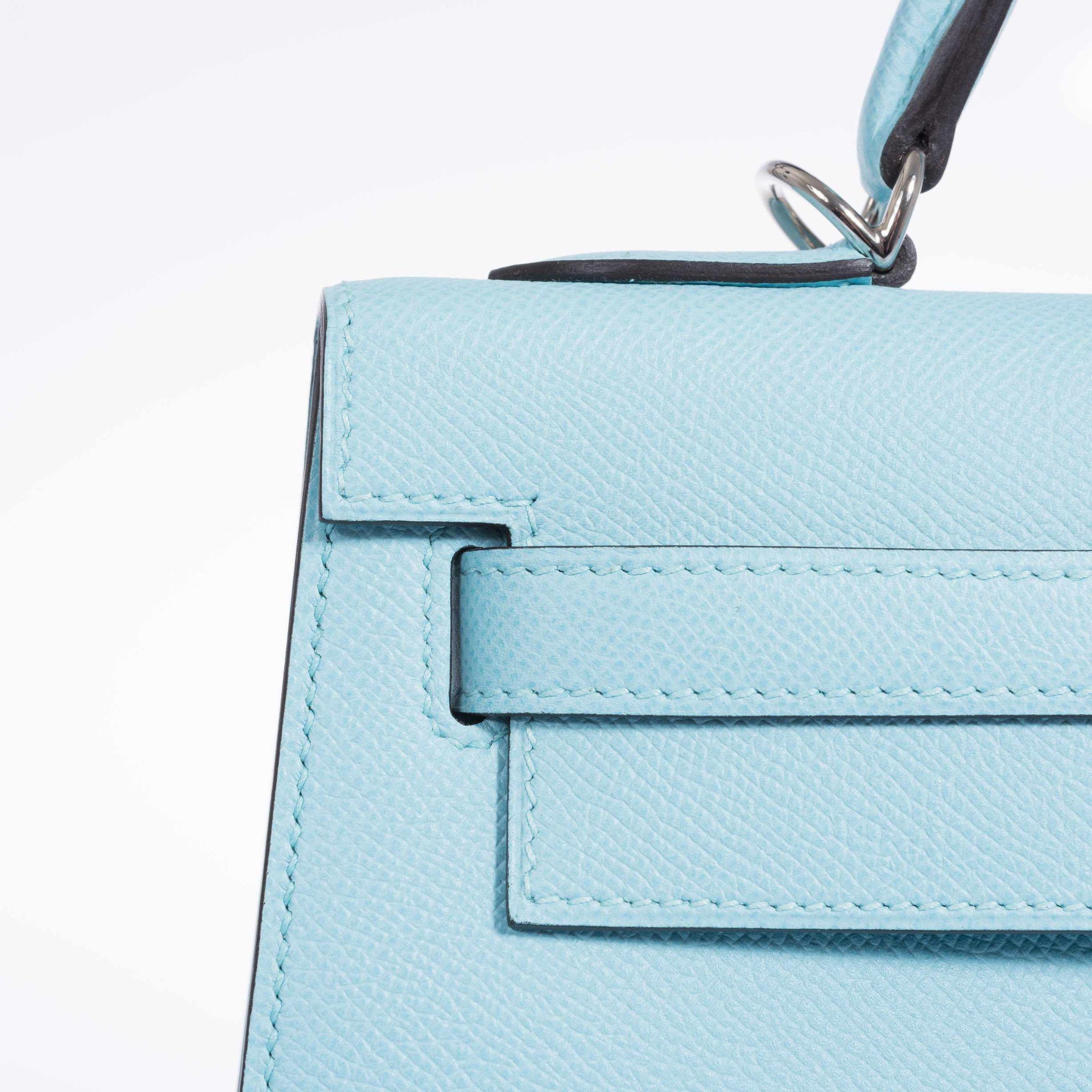 Hermès Kelly 32 Sellier Bleu Atoll Epsom Palladium Hardware