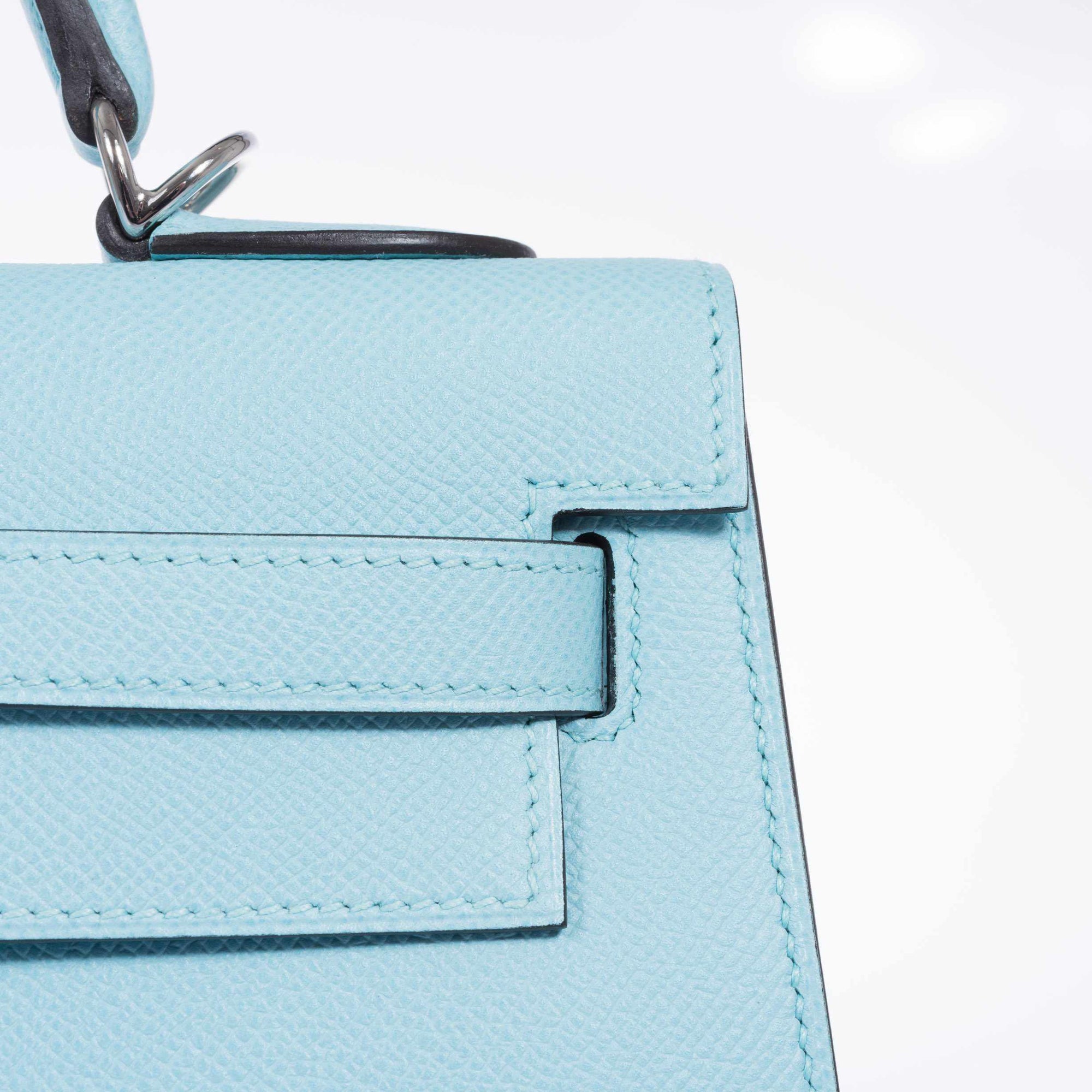 Hermès Kelly 32 Sellier Bleu Atoll Epsom Palladium Hardware