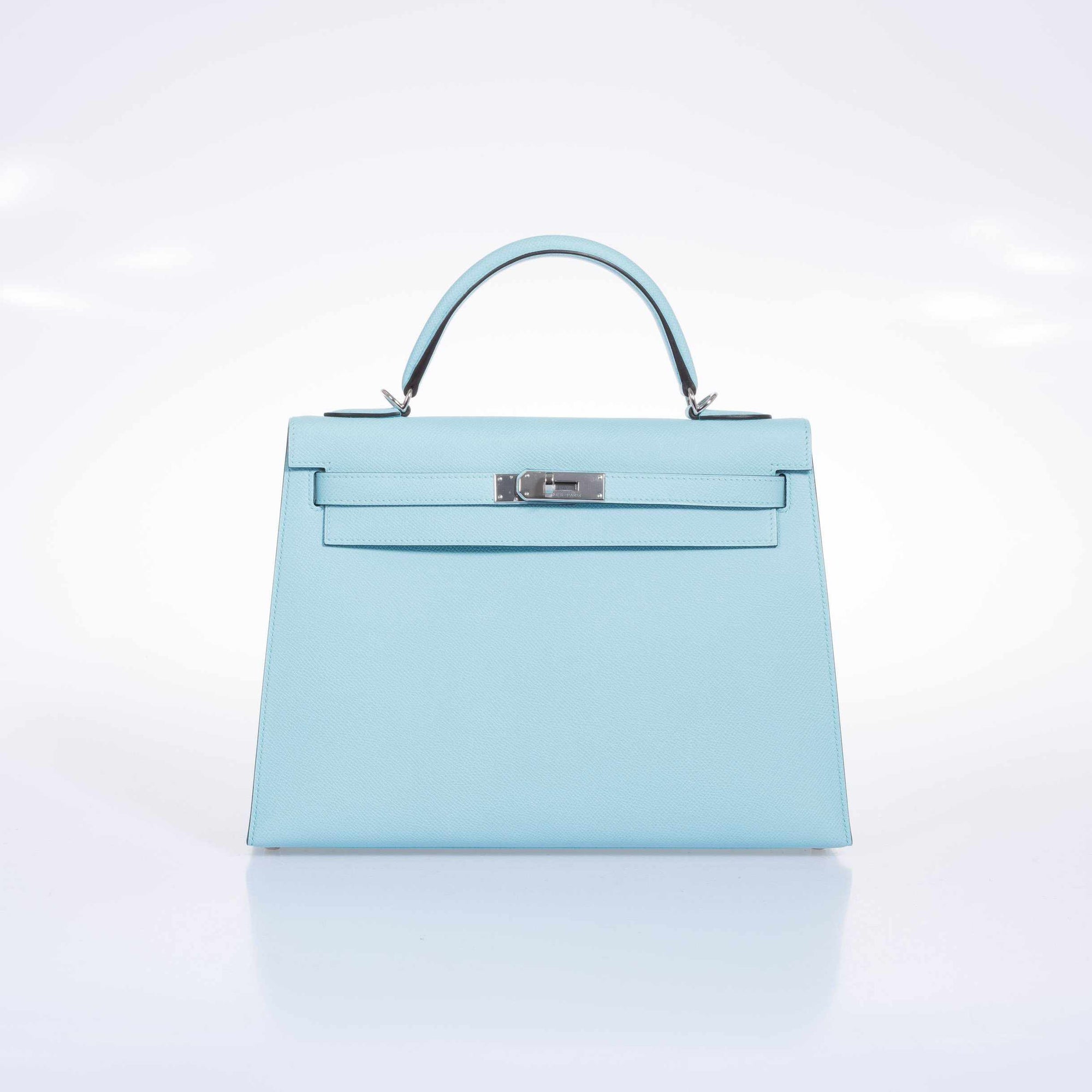 Hermès Kelly 32 Sellier Bleu Atoll Epsom Palladium Hardware